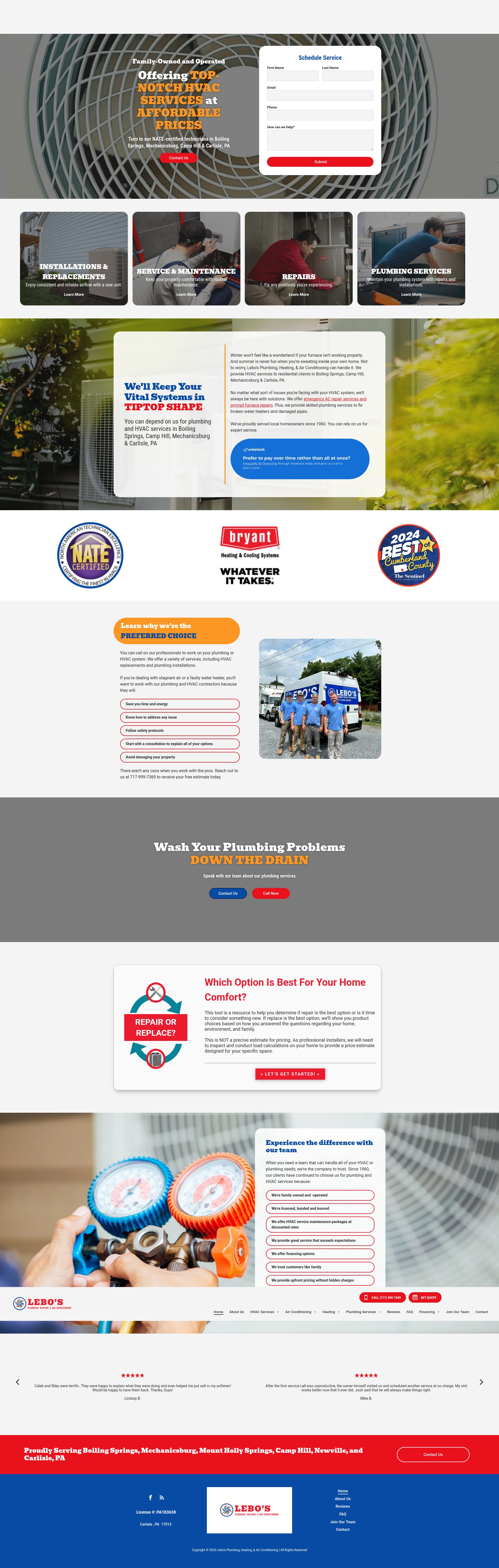 Screenshot of leboshvac.com