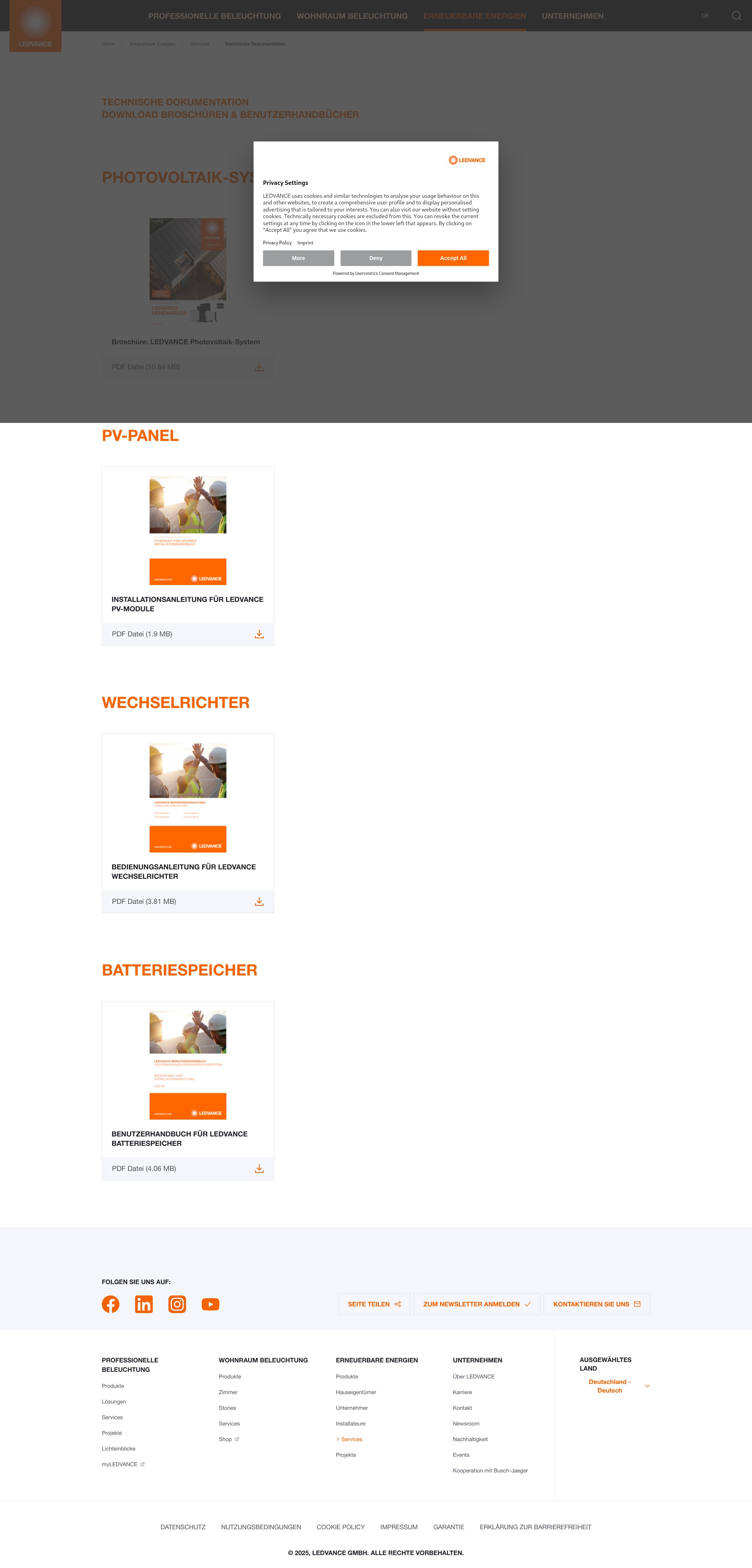 Screenshot of ledvance.de