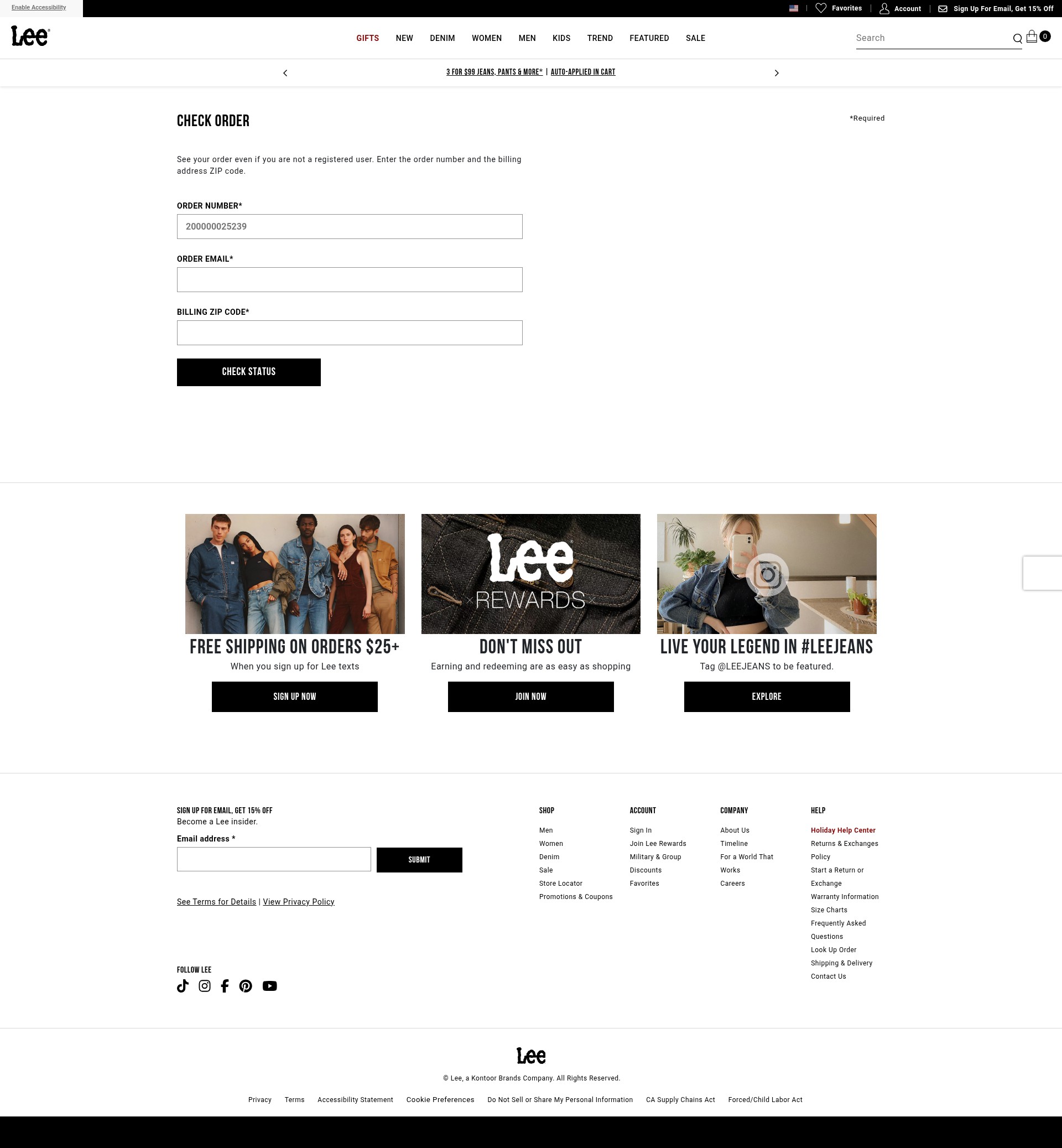 Screenshot of lee.com