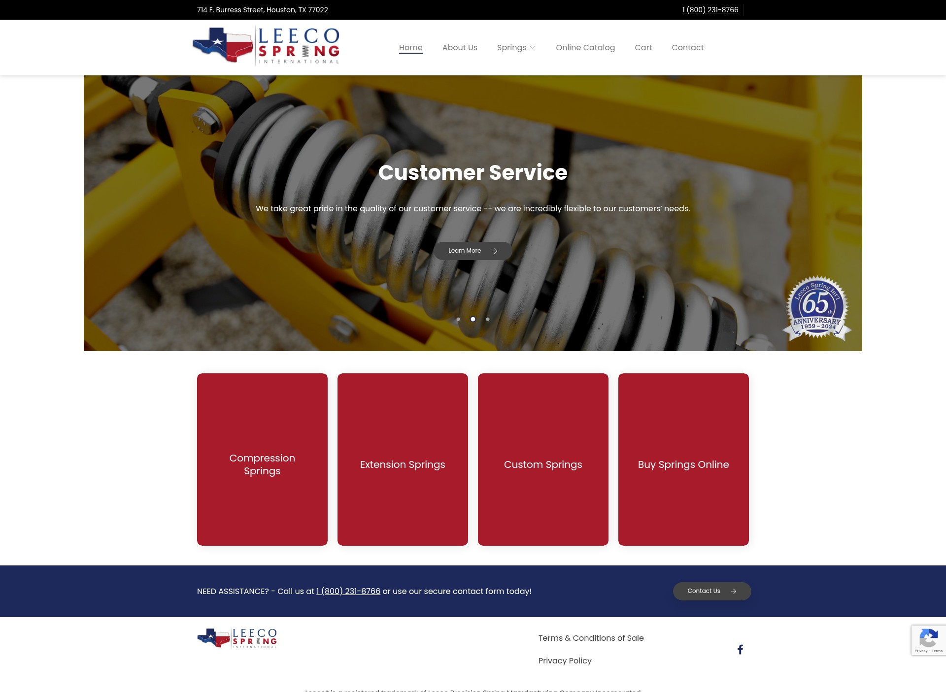 Screenshot of leecospring.com