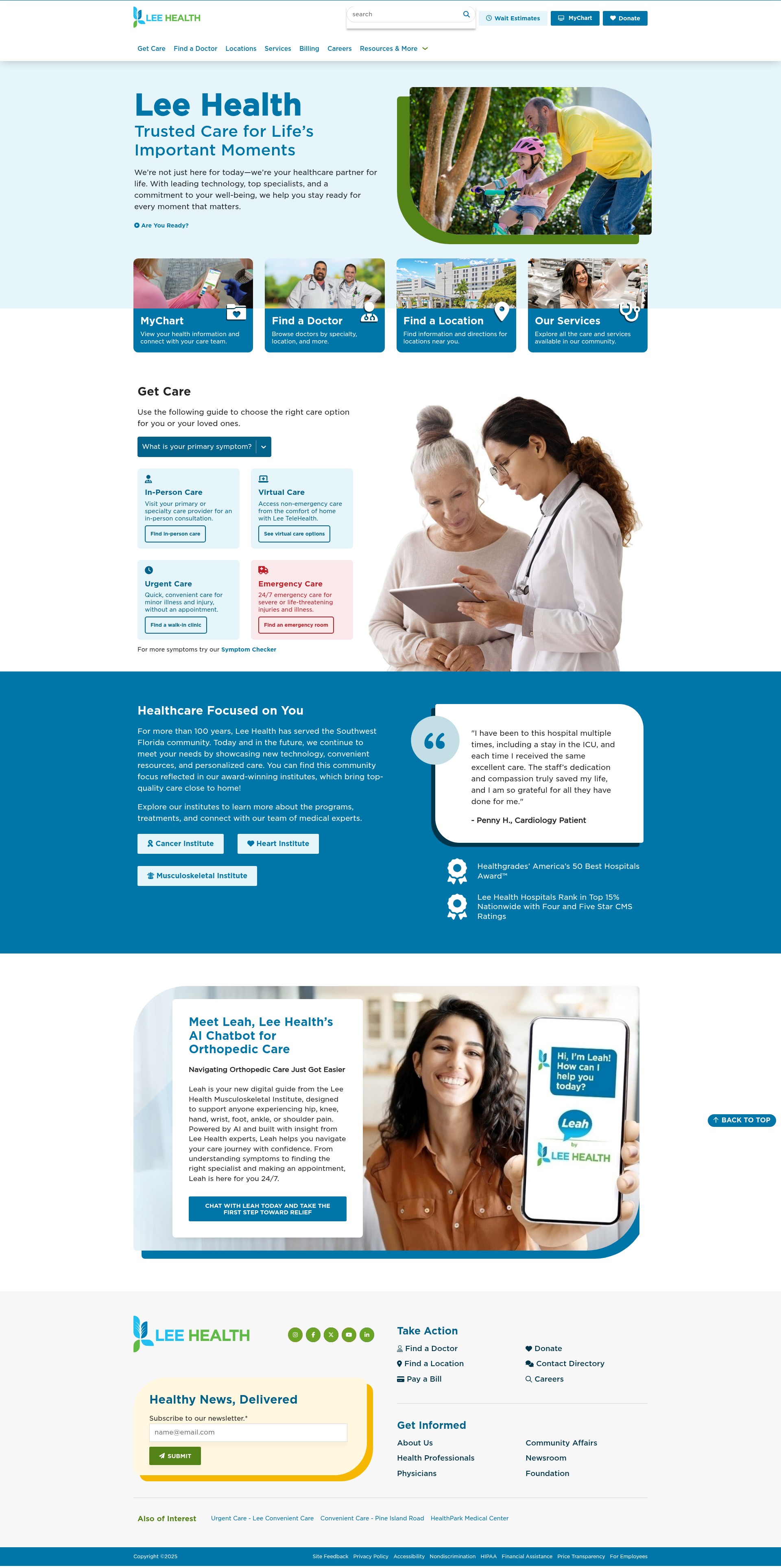 Screenshot of leehealth.org
