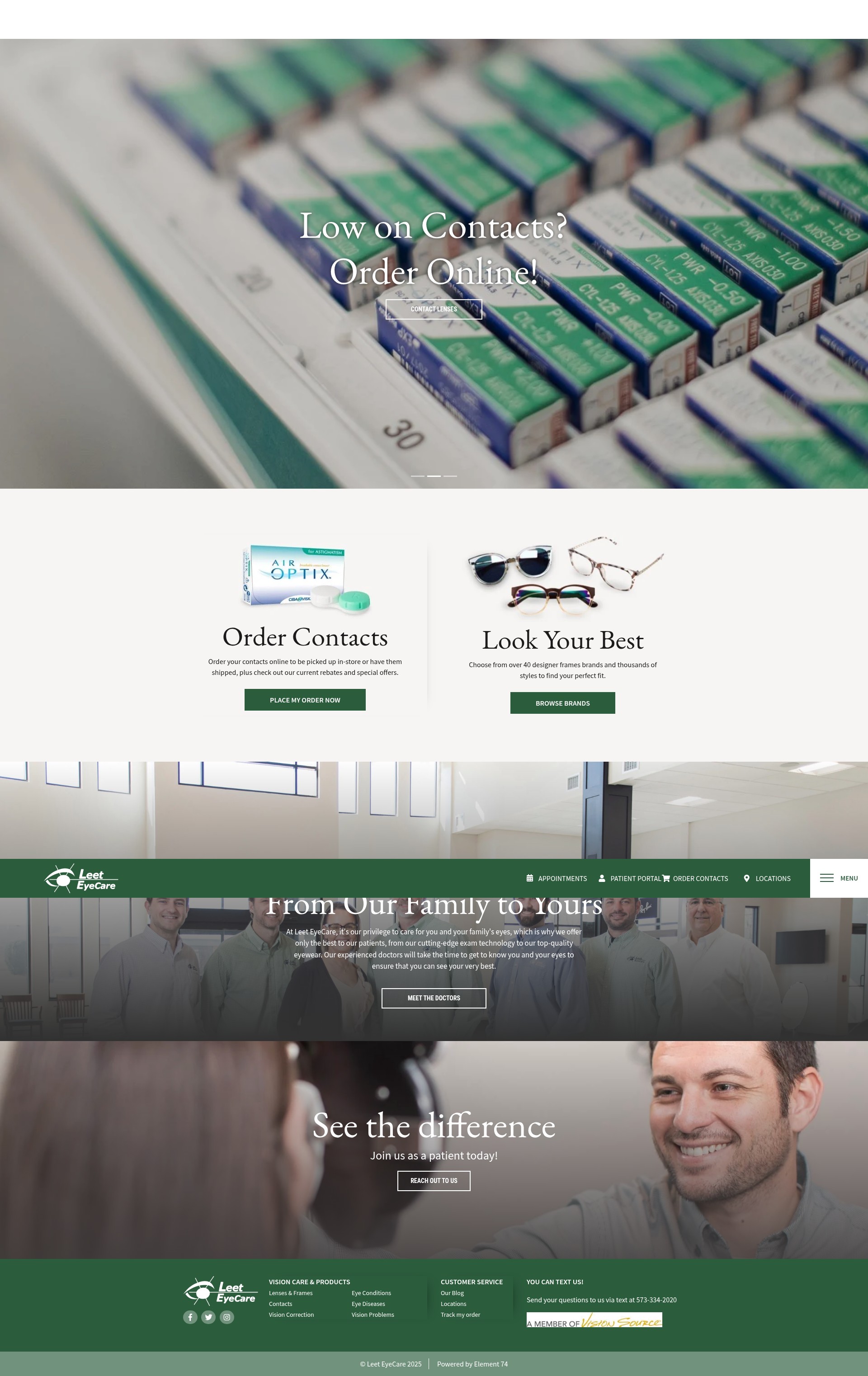 Screenshot of leeteyecare.com