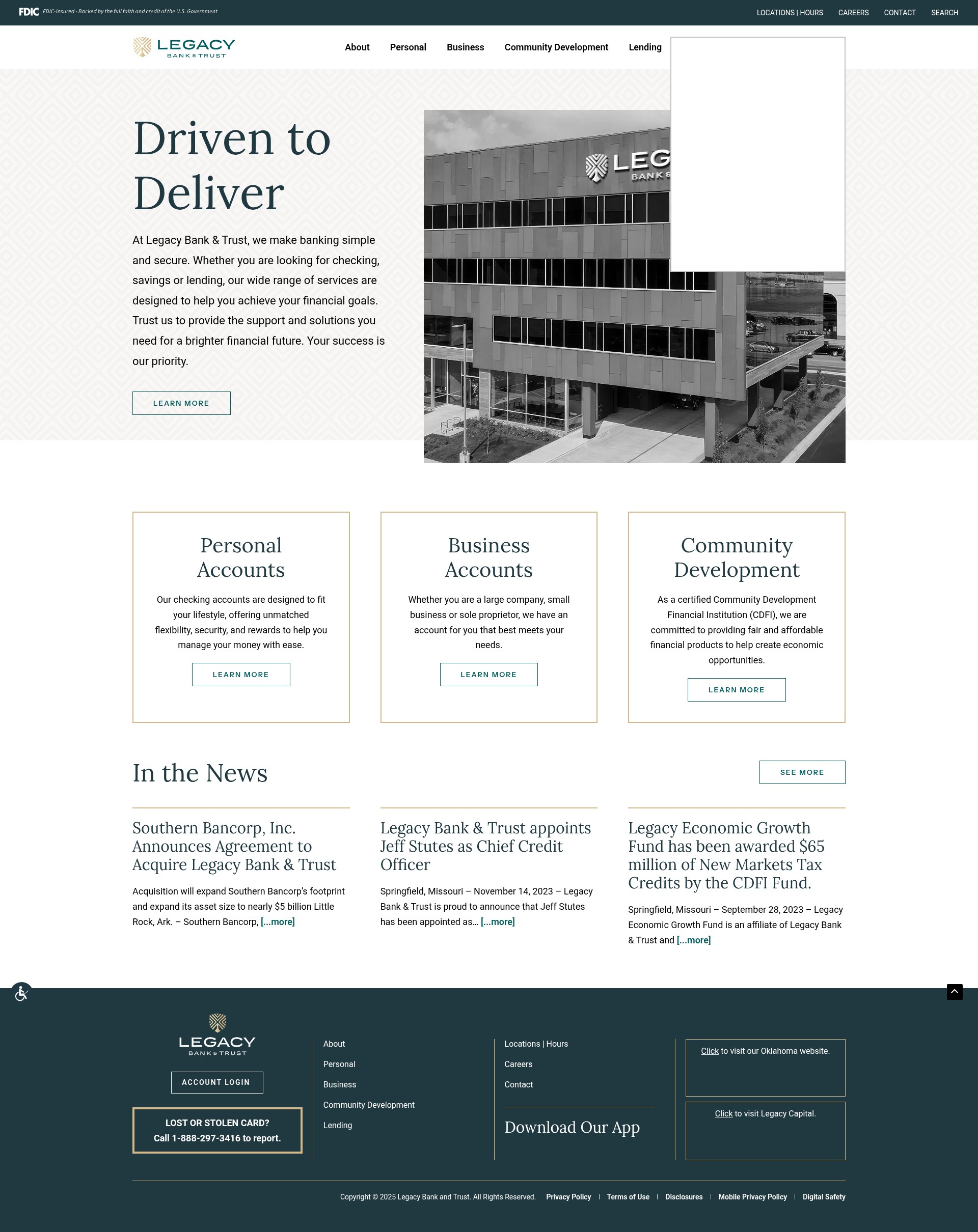Screenshot of legacybankandtrust.com