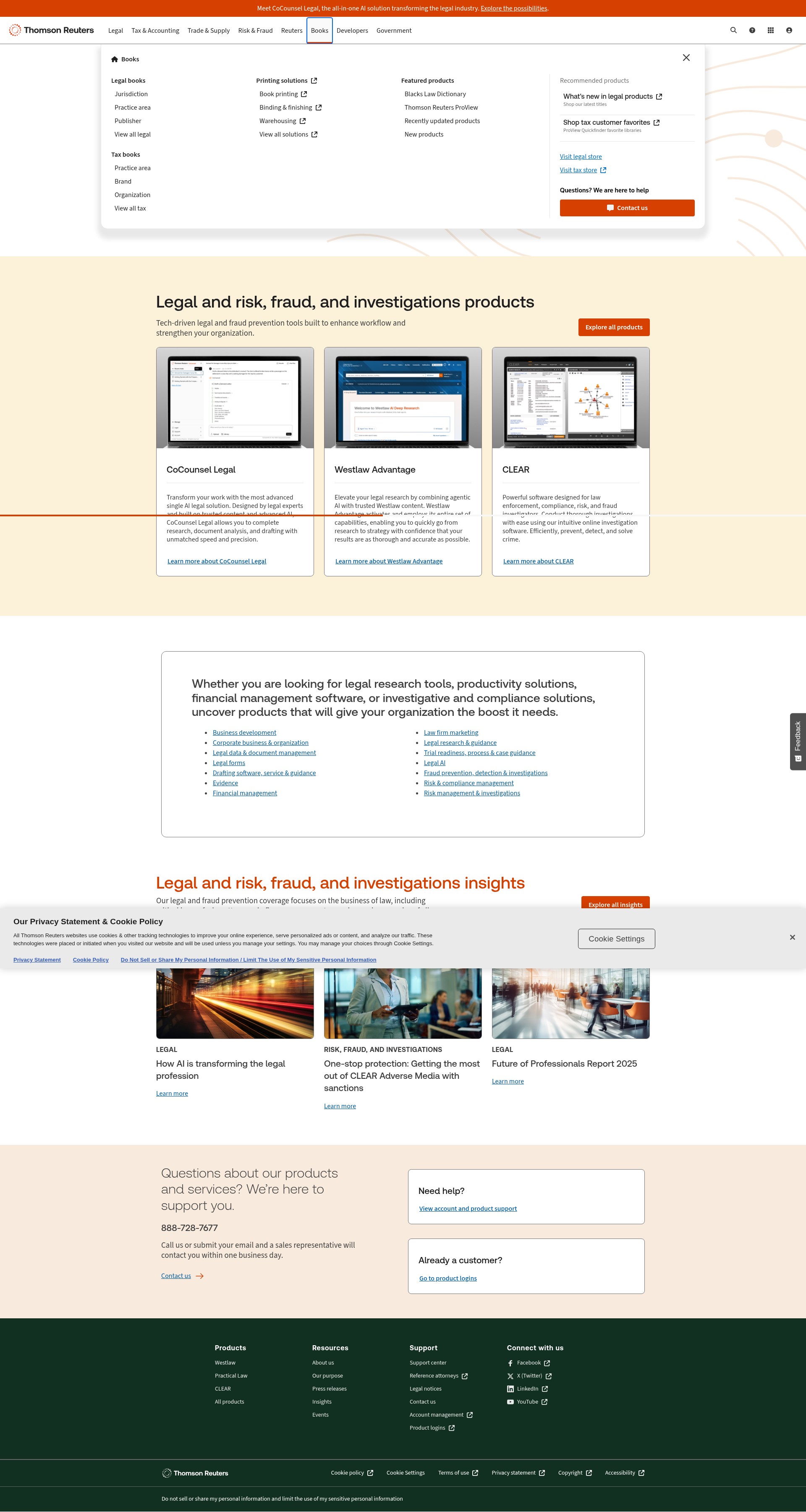 Screenshot of legal.thomsonreuters.com