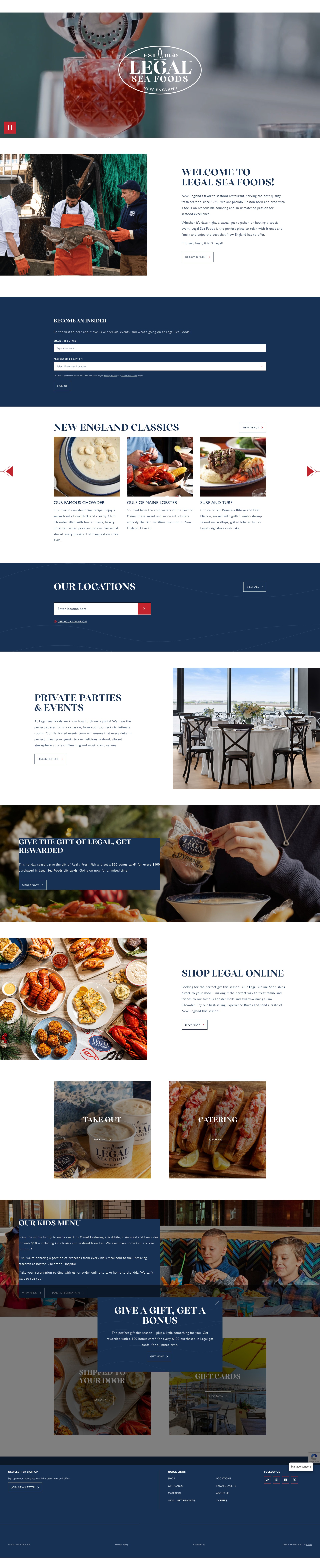 Screenshot of legalseafoods.com