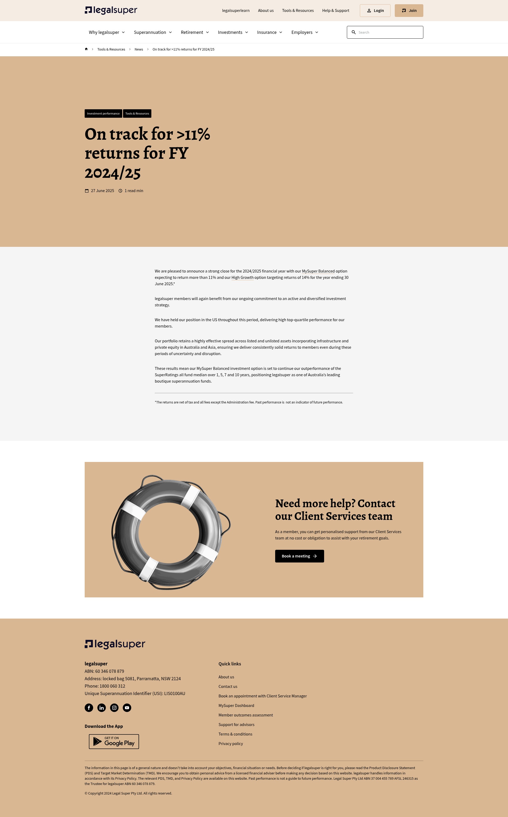 Screenshot of legalsuper.com.au