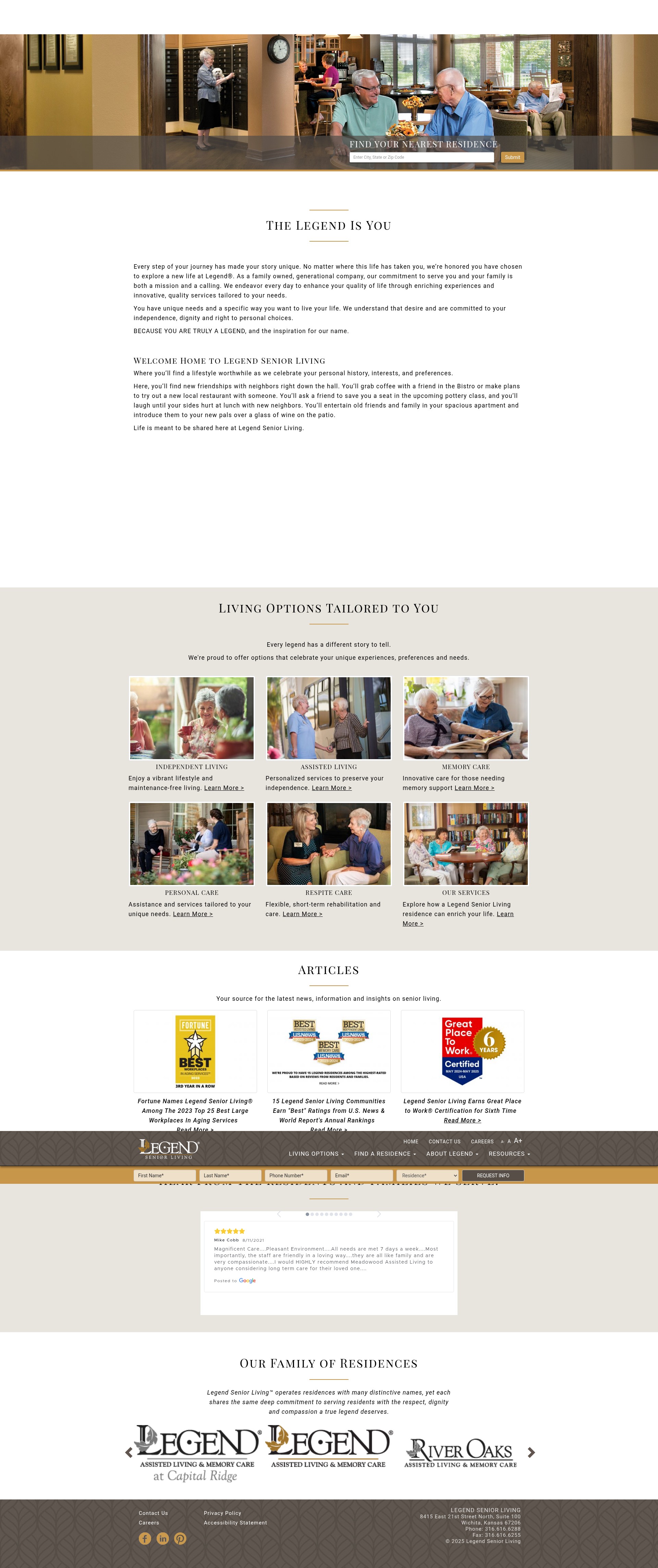 Screenshot of legendseniorliving.com