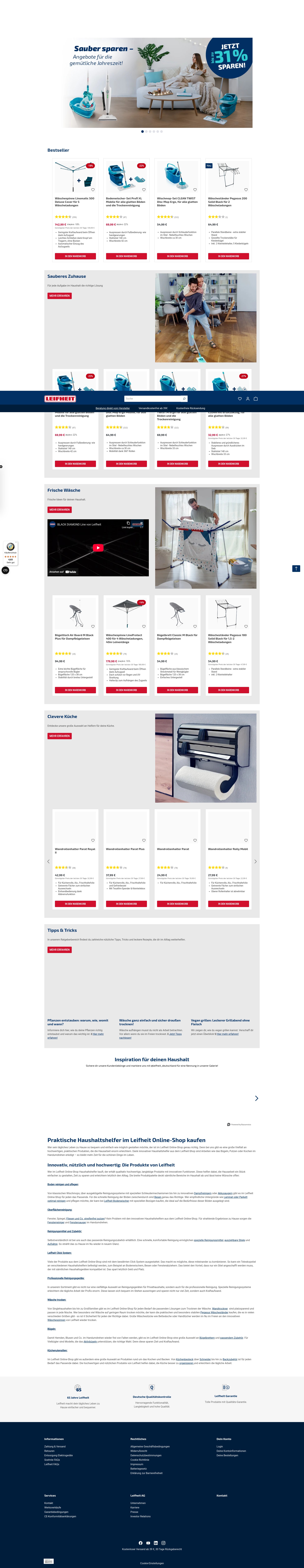 Screenshot of leifheit.de