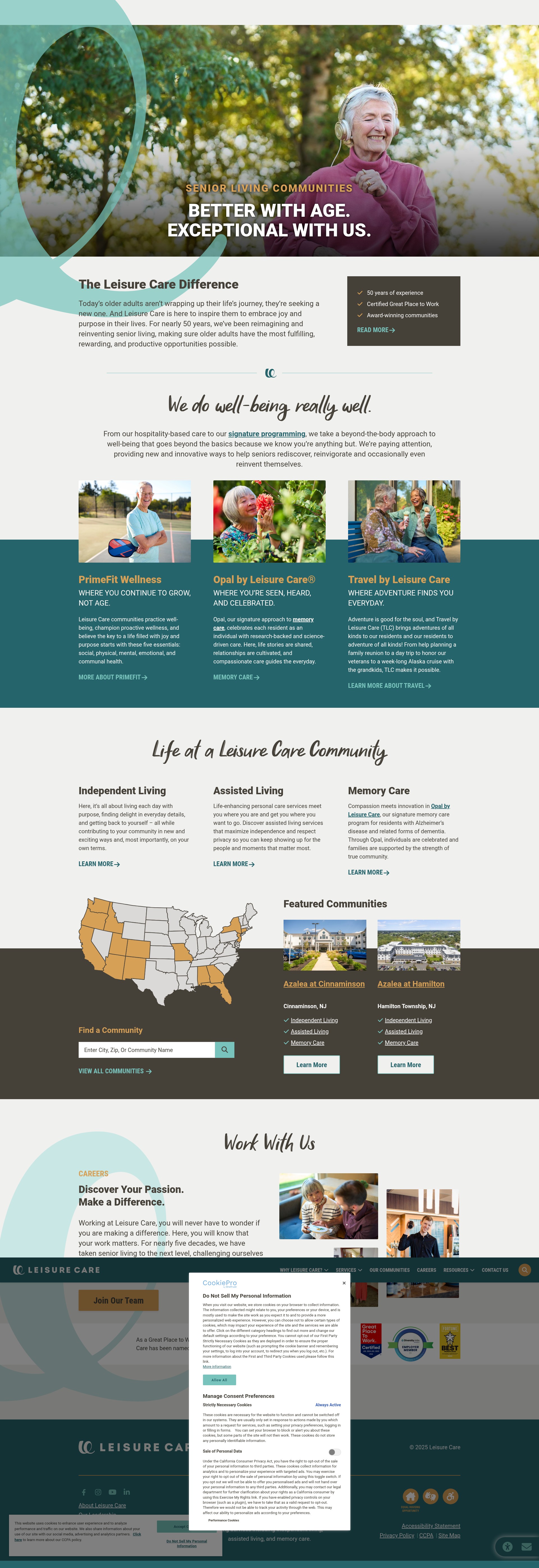 Screenshot of leisurecare.com