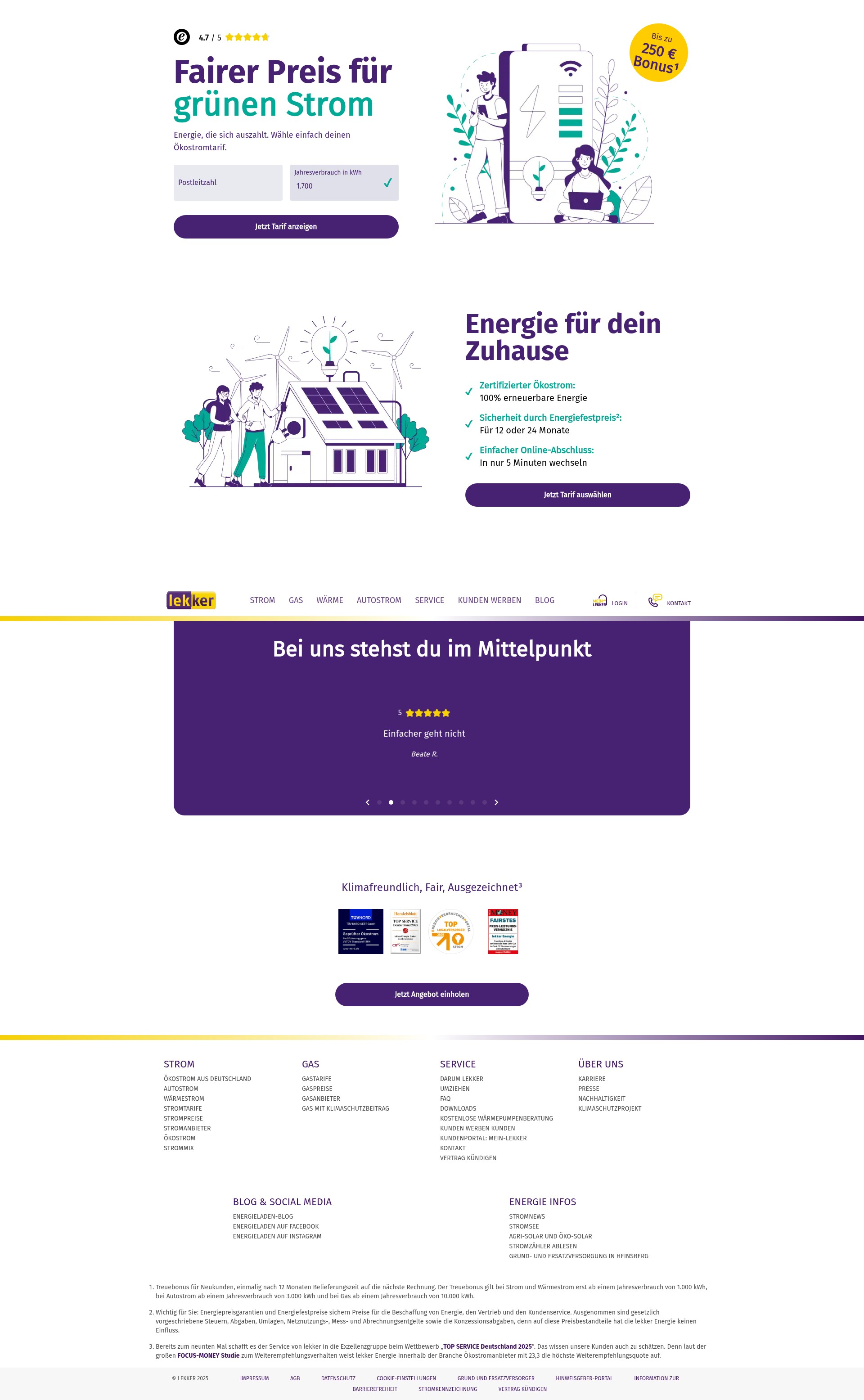 Screenshot of lekker.de