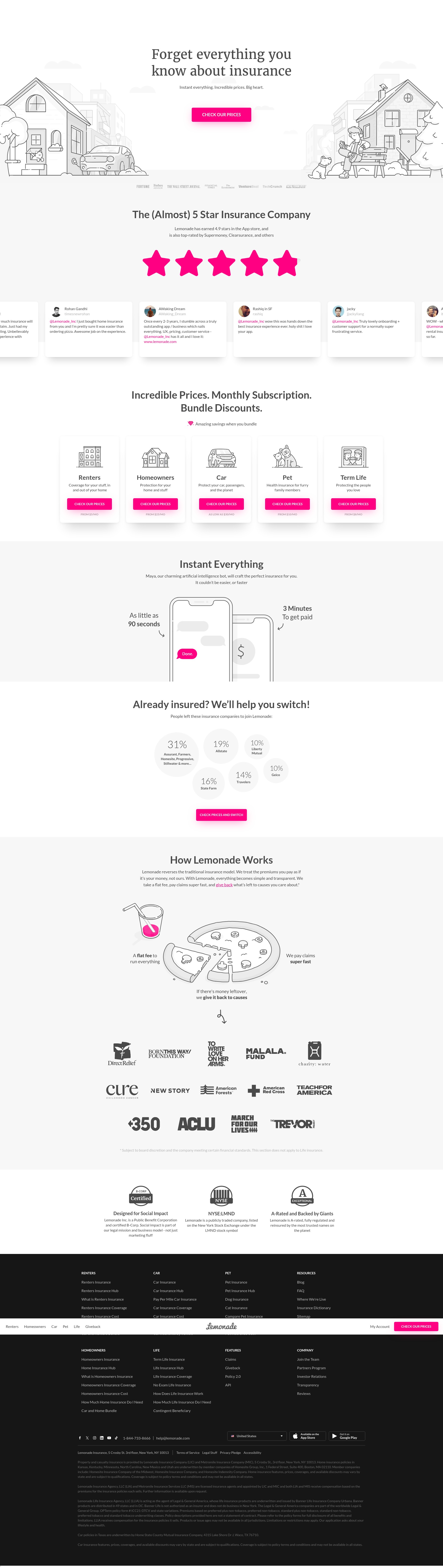 Screenshot of lemonade.com