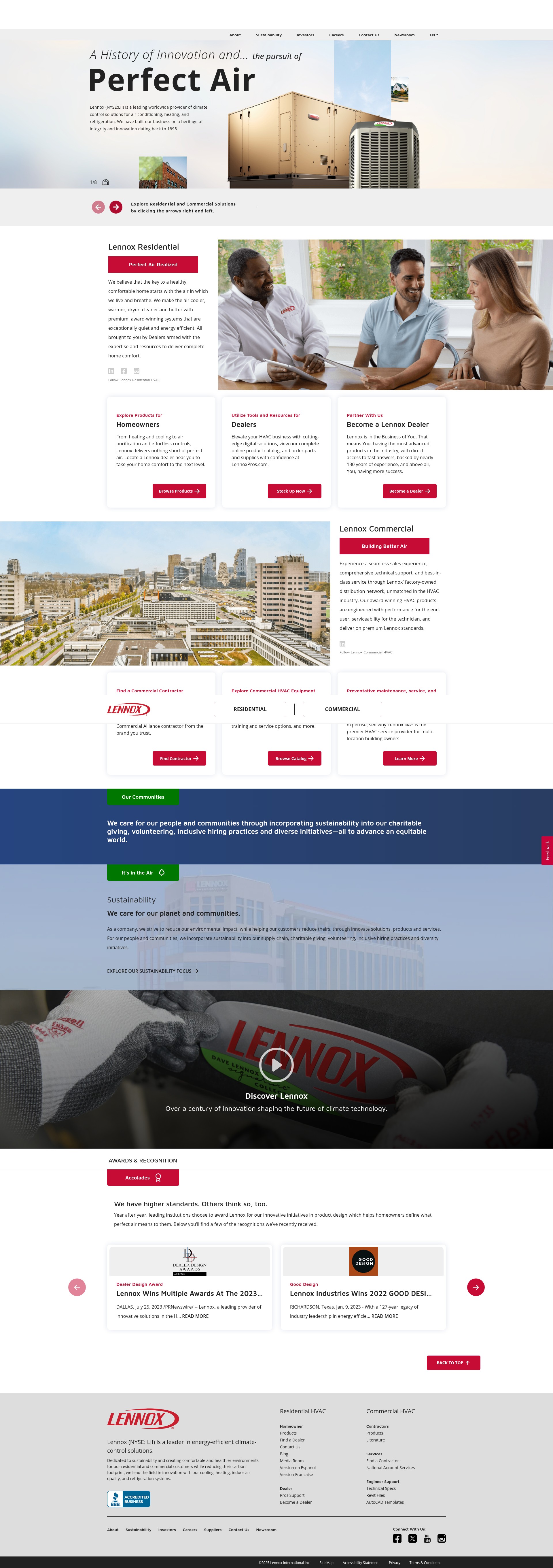 Screenshot of lennox.com