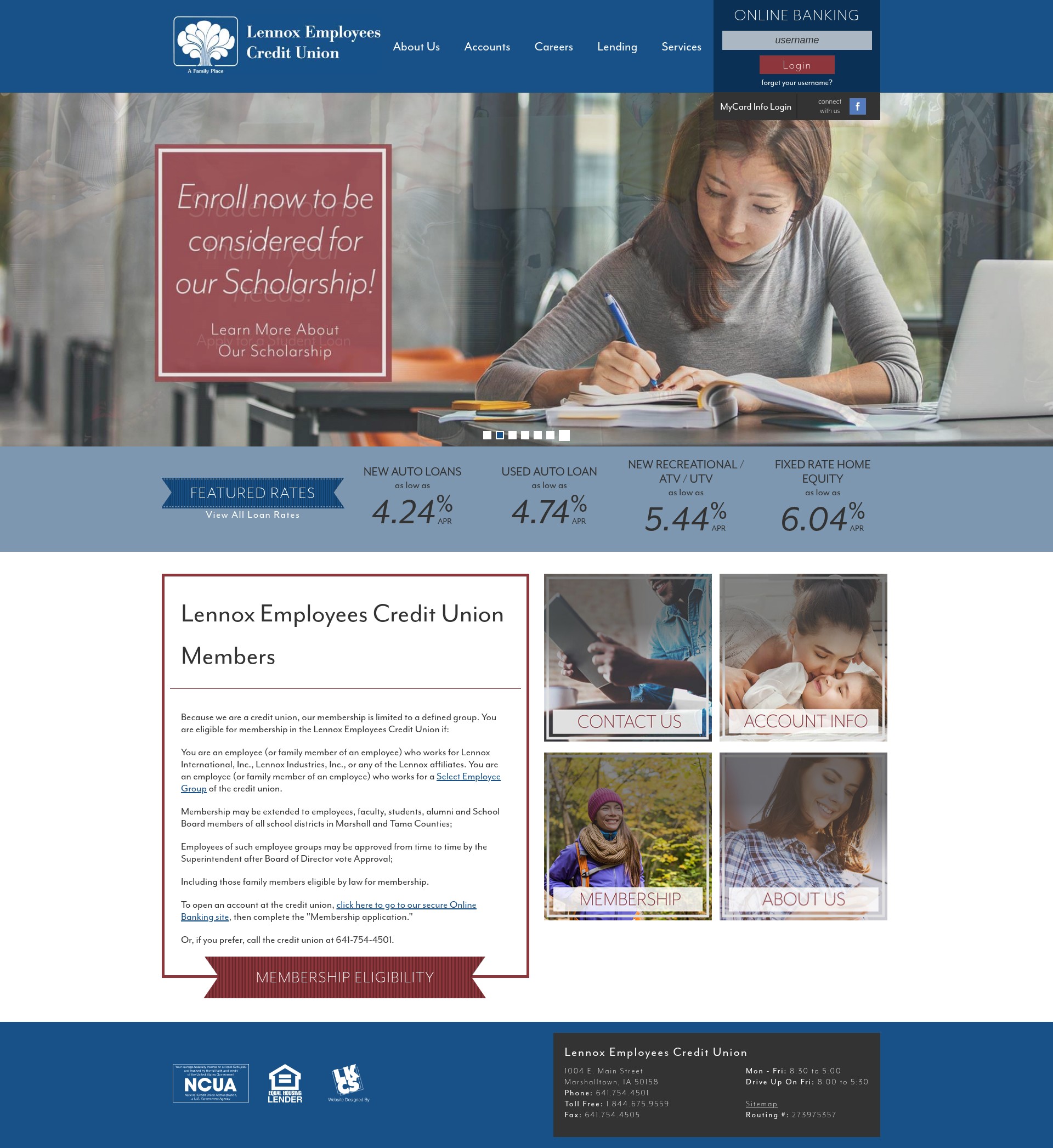 Screenshot of lennoxecu.com