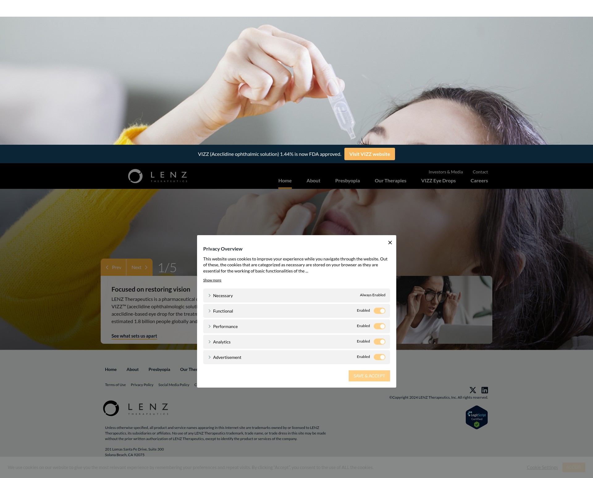 Screenshot of lenz-tx.com