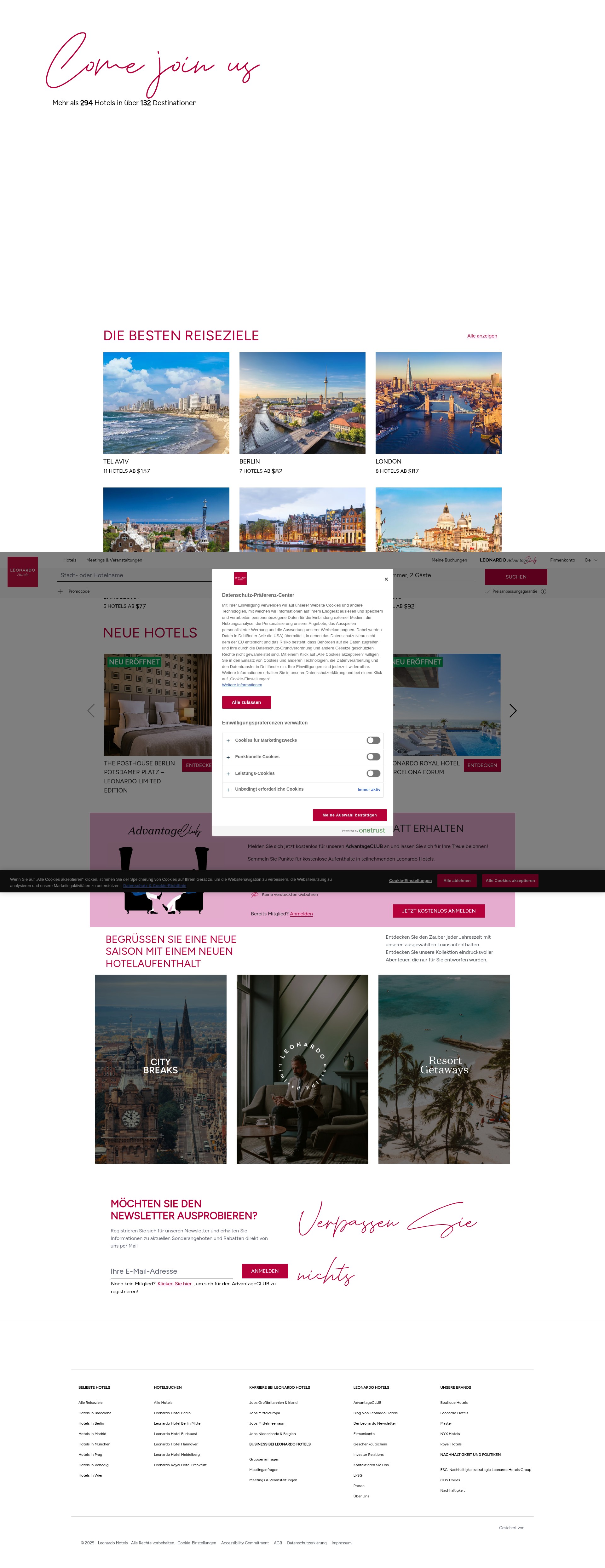Screenshot of leonardo-hotels.de