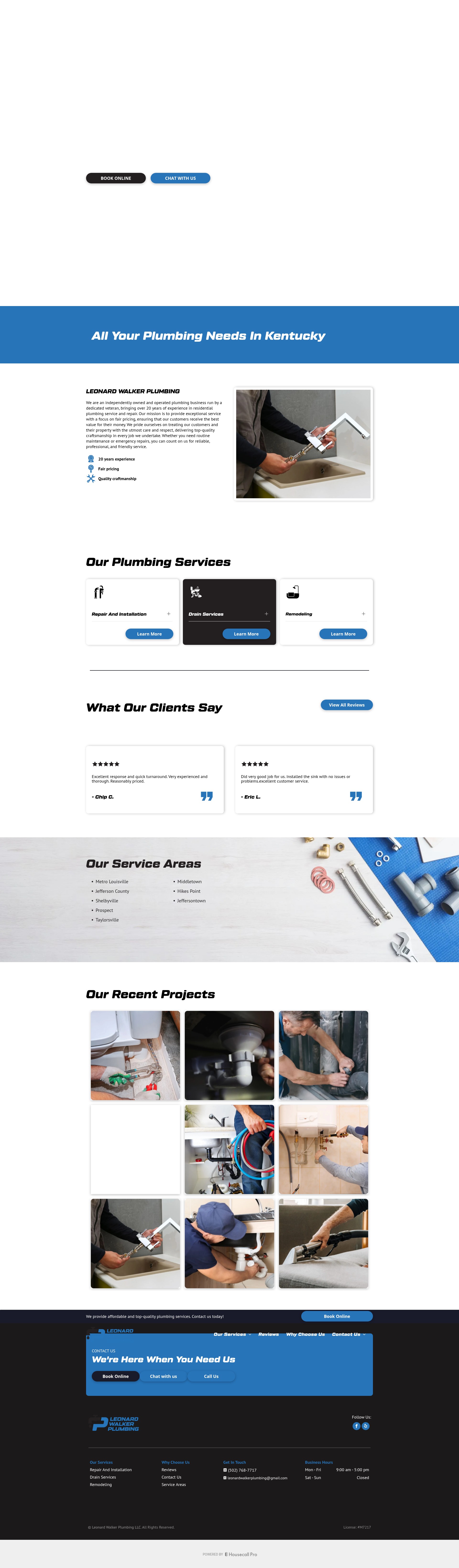 Screenshot of leonardwalkerplumbing.com