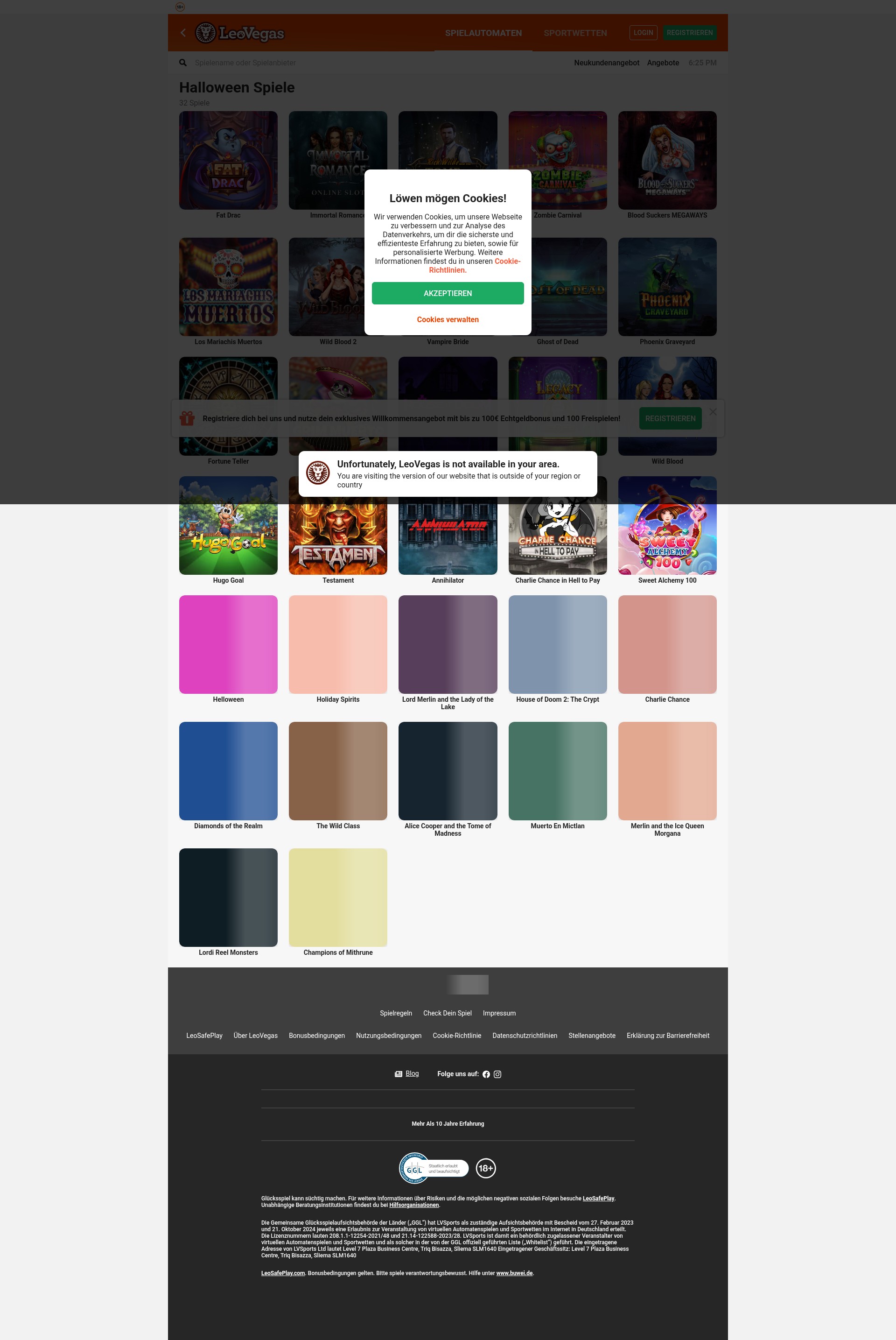Screenshot of leovegas.de