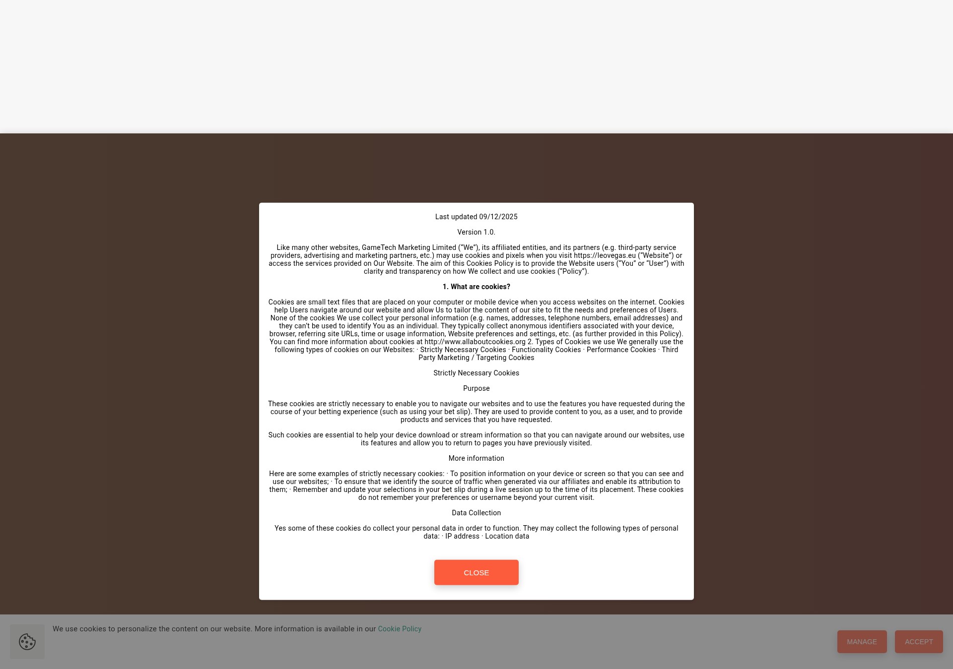 Screenshot of leovegas.eu