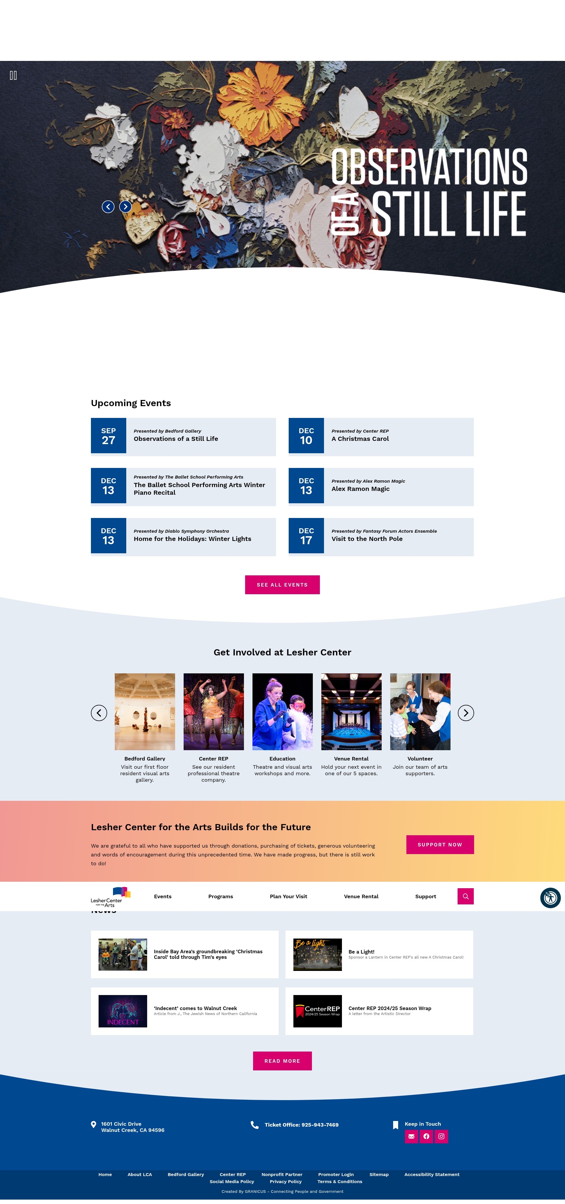 Screenshot of lesherartscenter.org