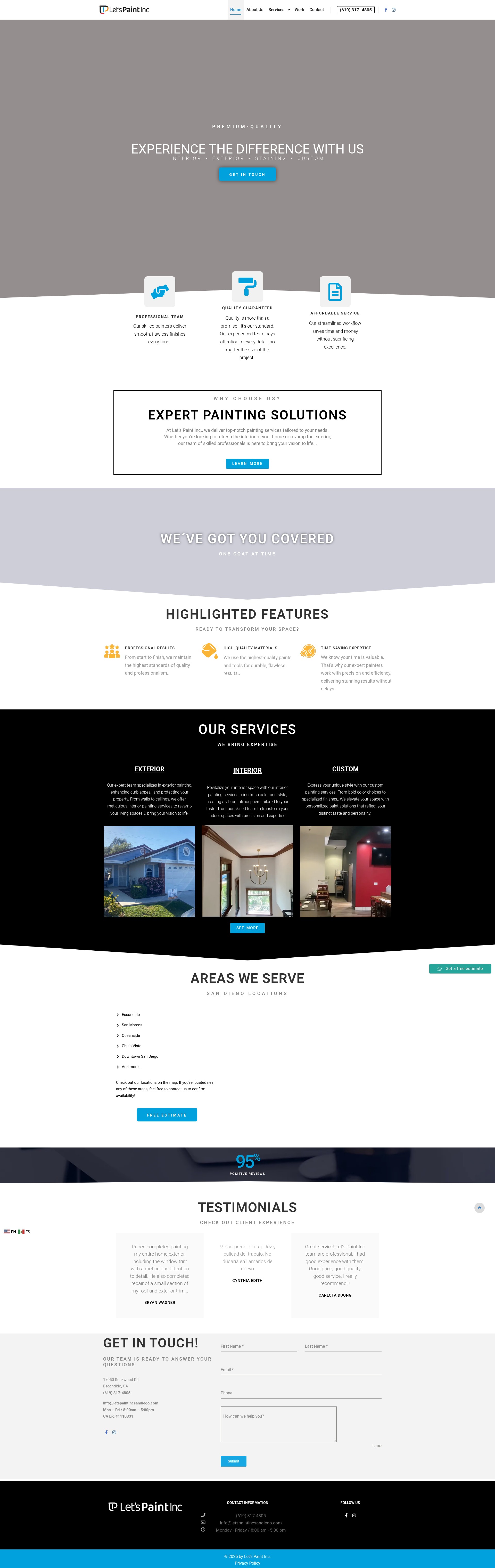 Screenshot of letspaintincsandiego.com