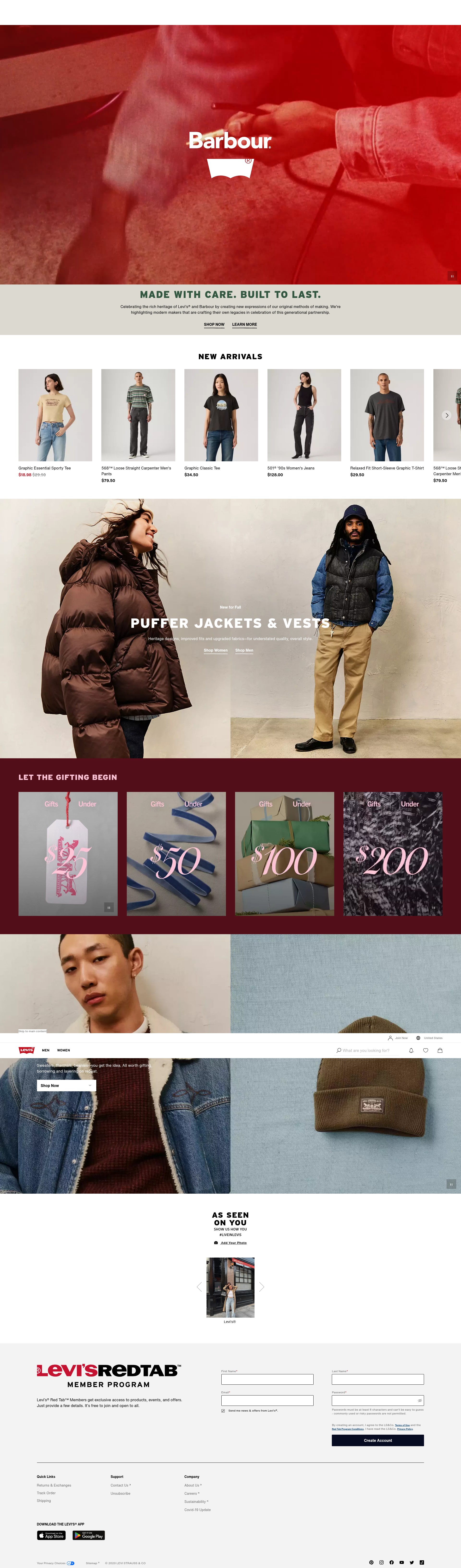 Screenshot of levi.com