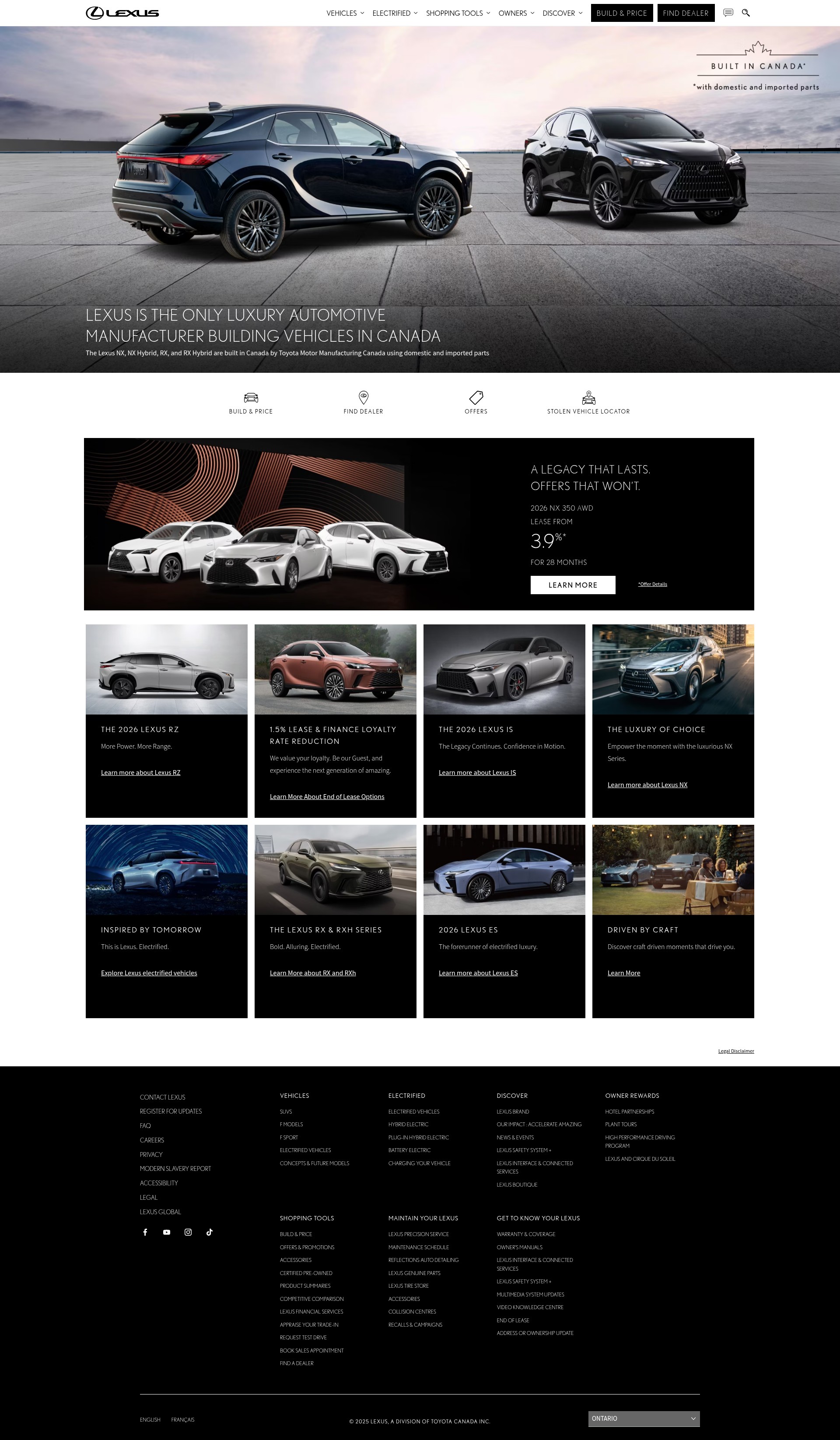 Screenshot of lexus.ca