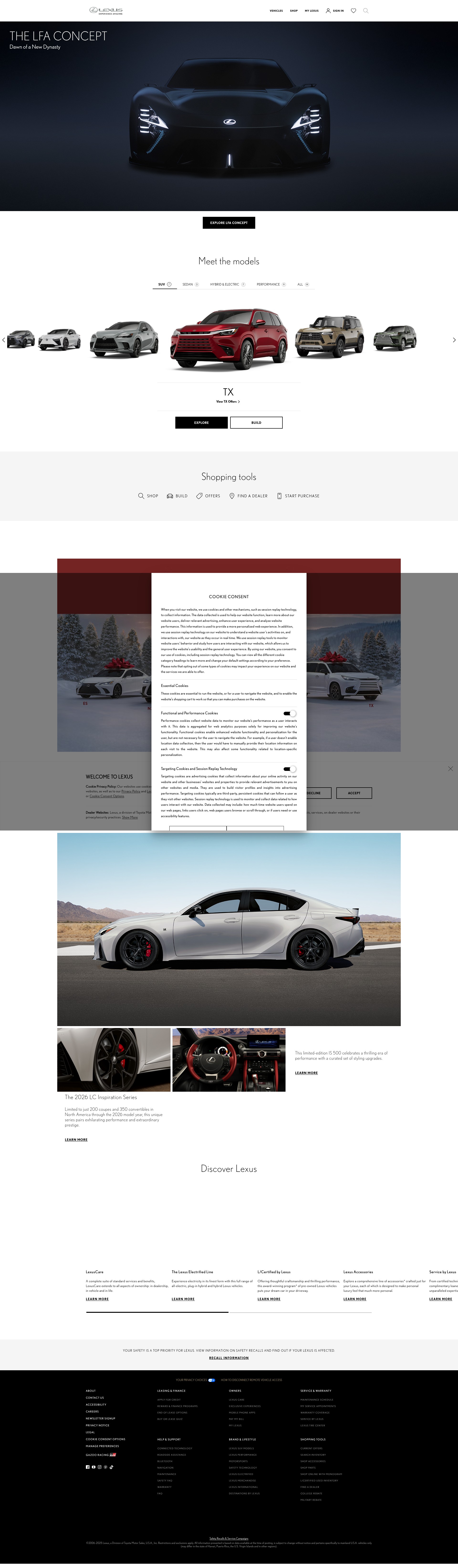 Screenshot of lexus.com