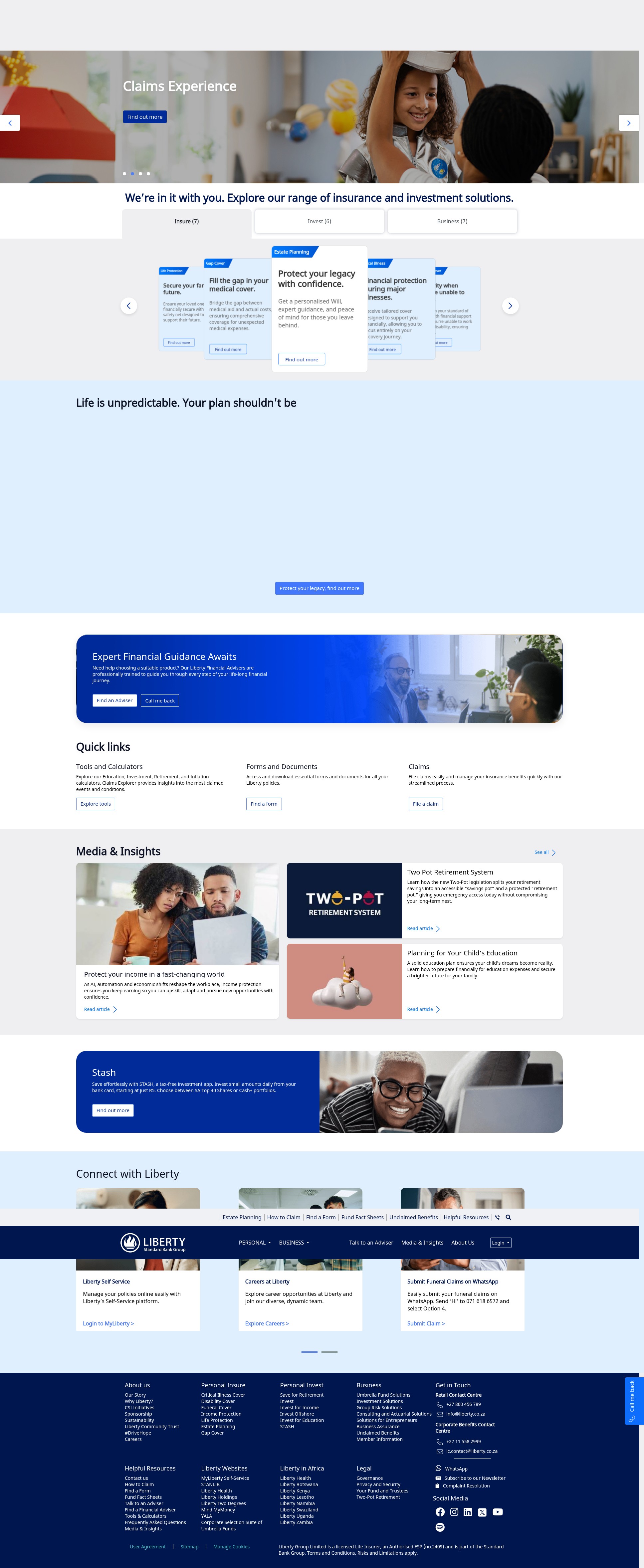 Screenshot of liberty.co.za
