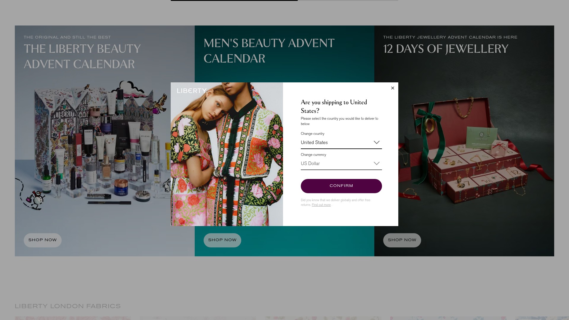 Screenshot of libertylondon.com