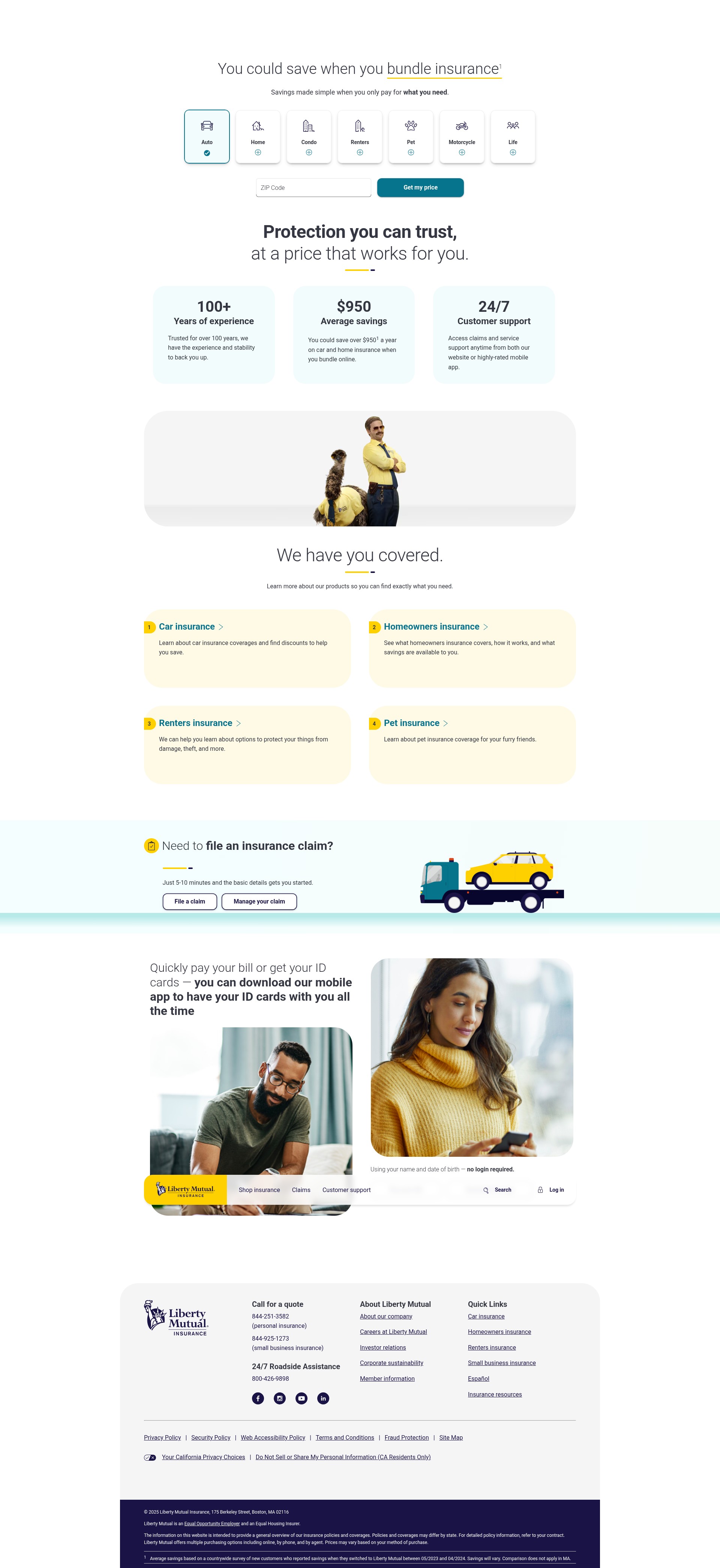Screenshot of libertymutual.com