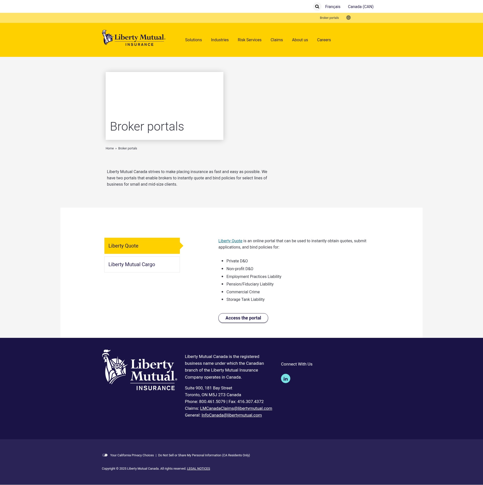 Screenshot of libertymutualcanada.com