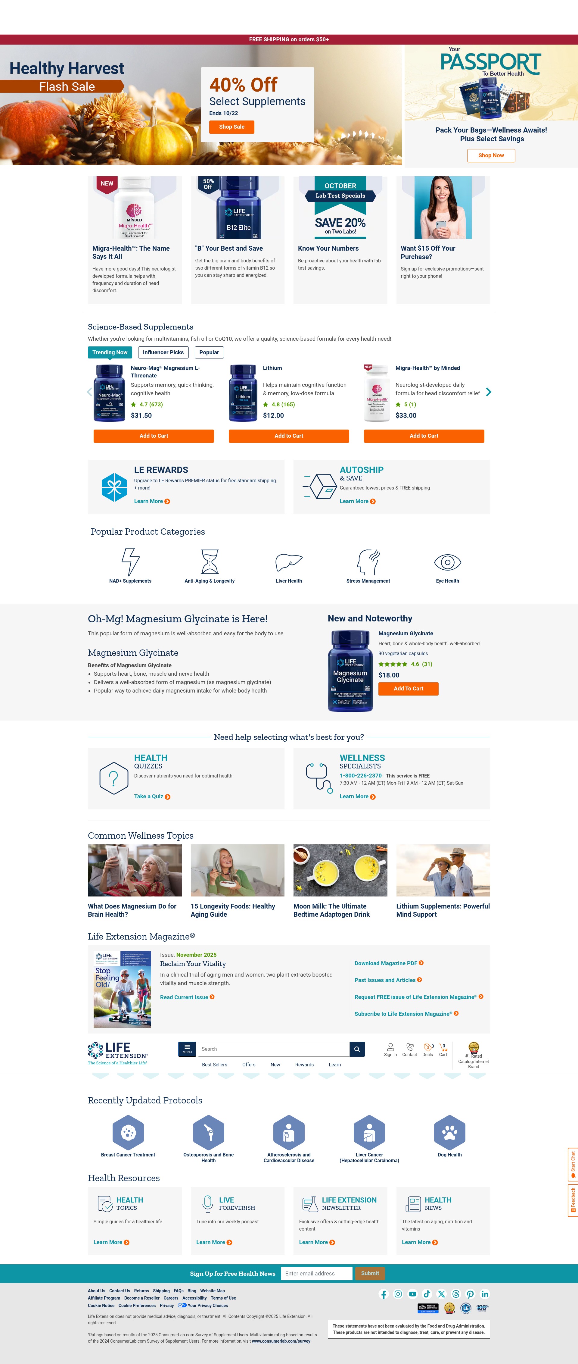 Screenshot of lifeextension.com
