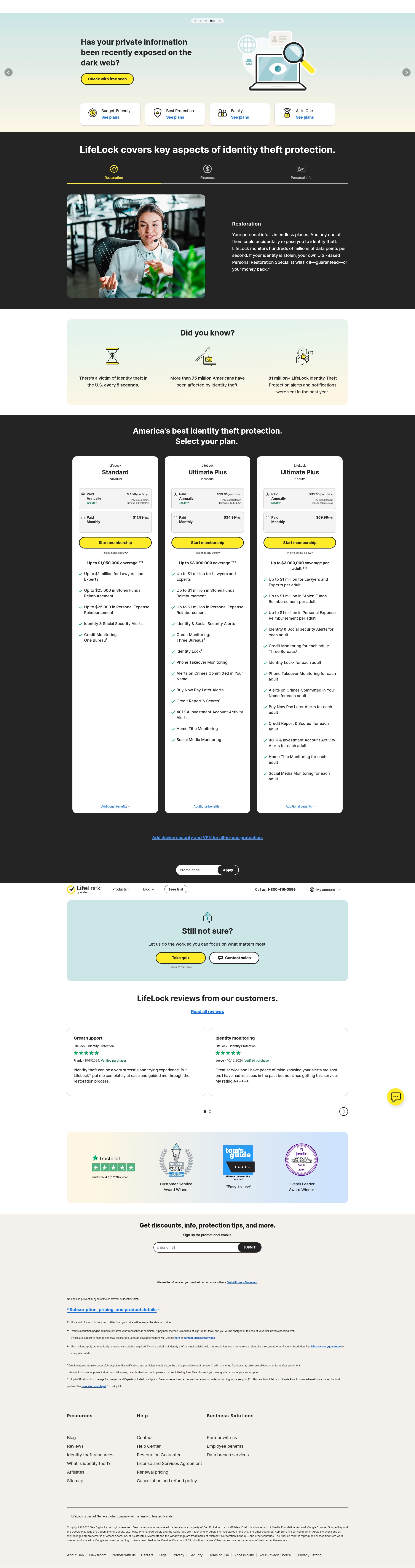 Screenshot of lifelock.com