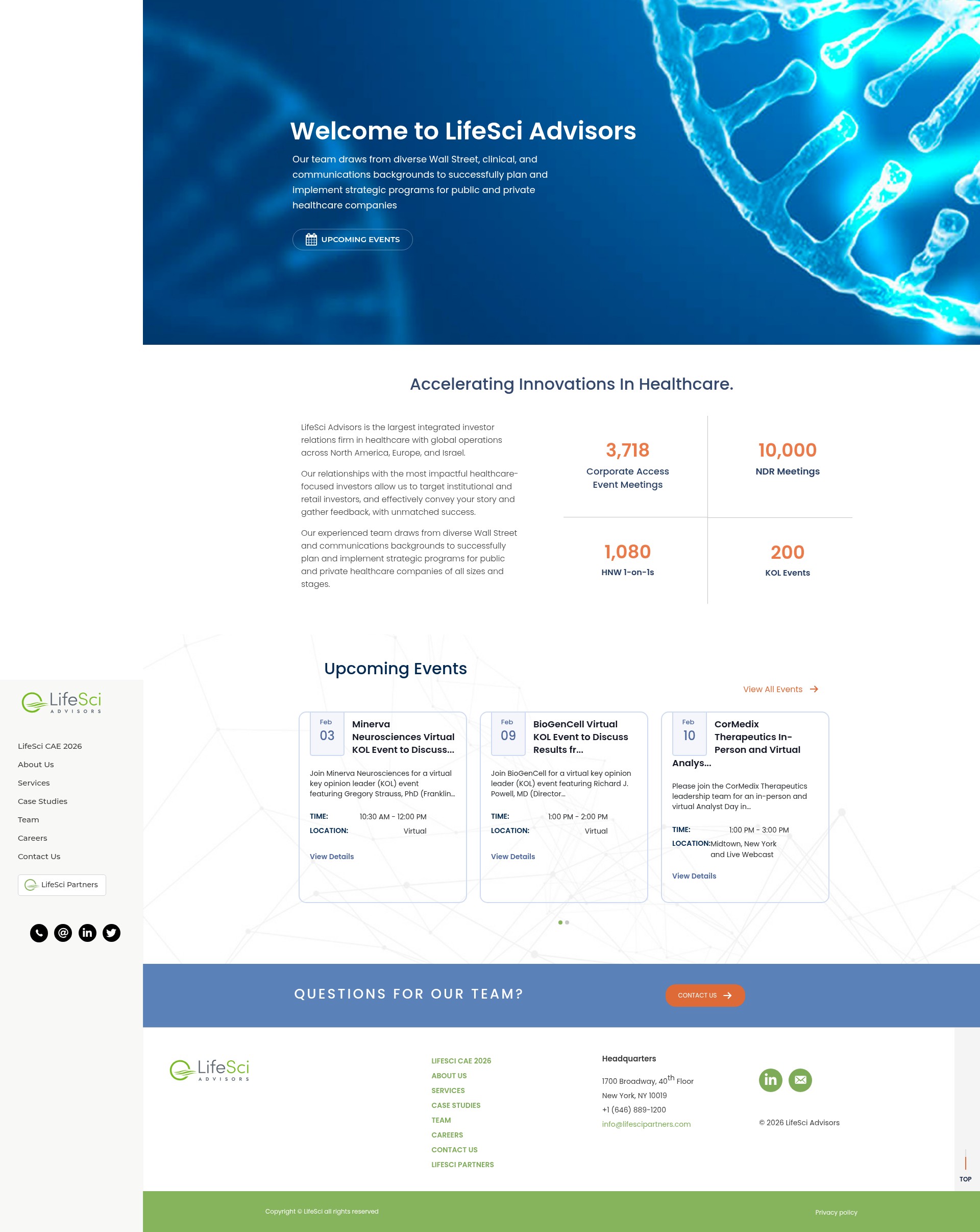 Screenshot of lifesciadvisors.com