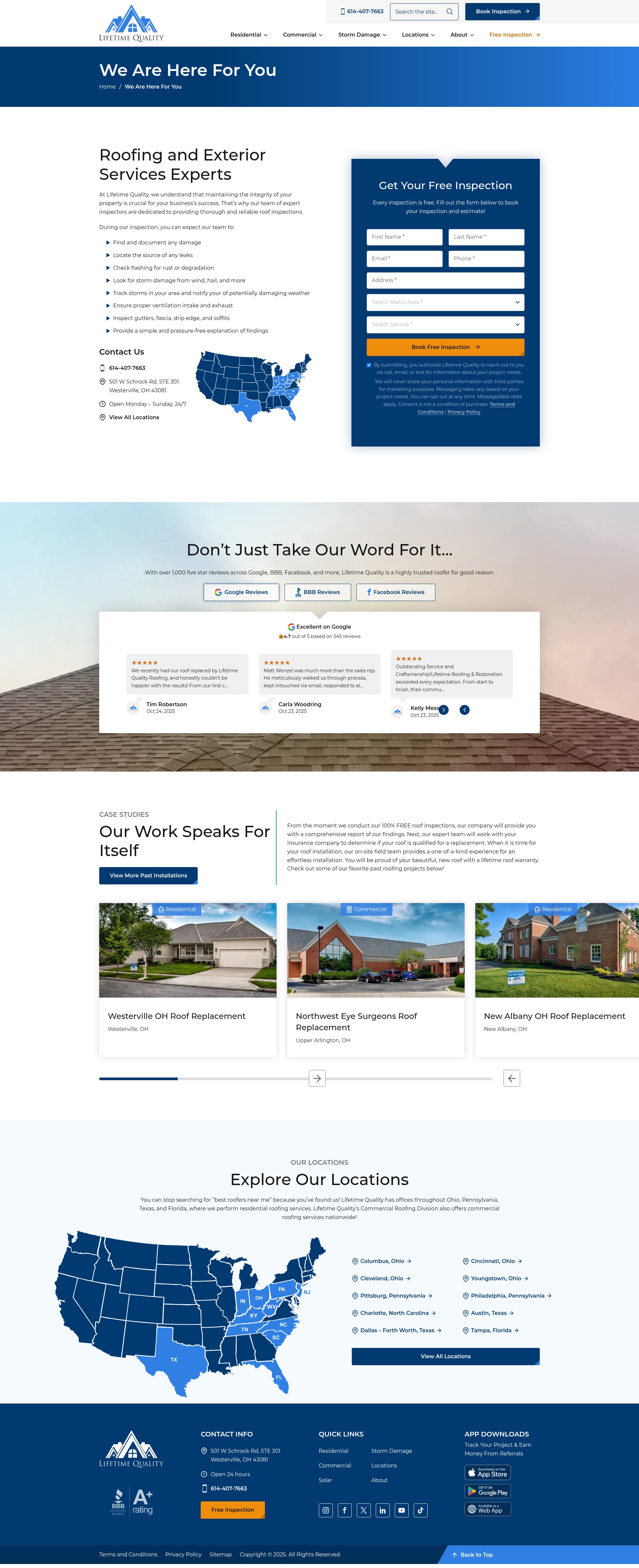 Screenshot of lifetimequalityroofing.com