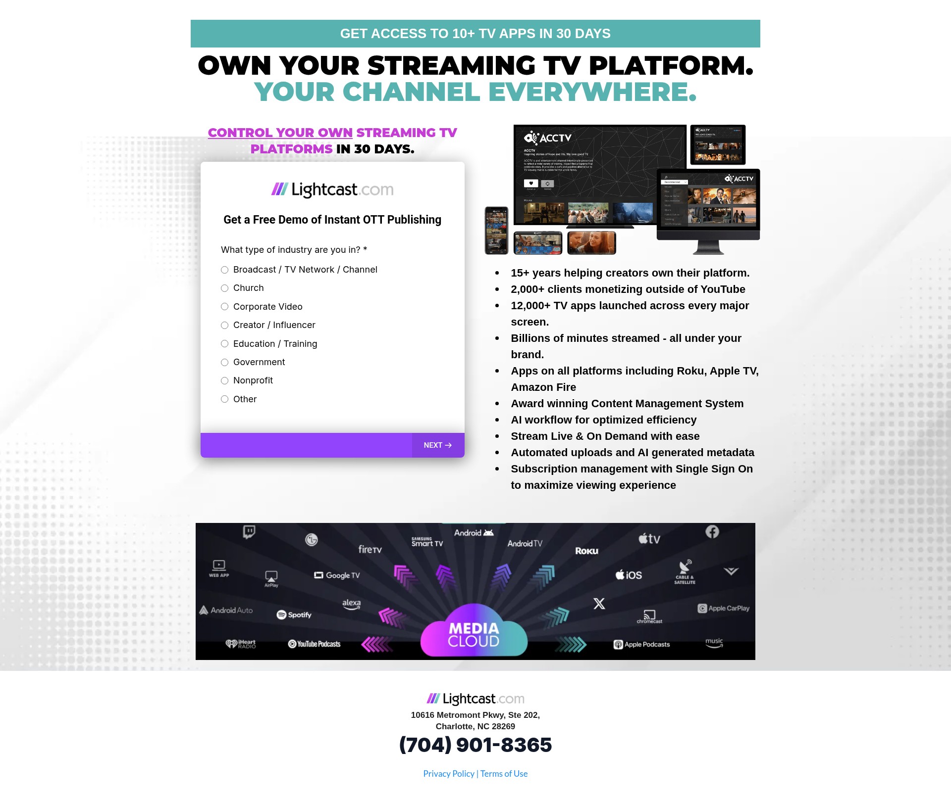 Screenshot of lightcaststreaming.com