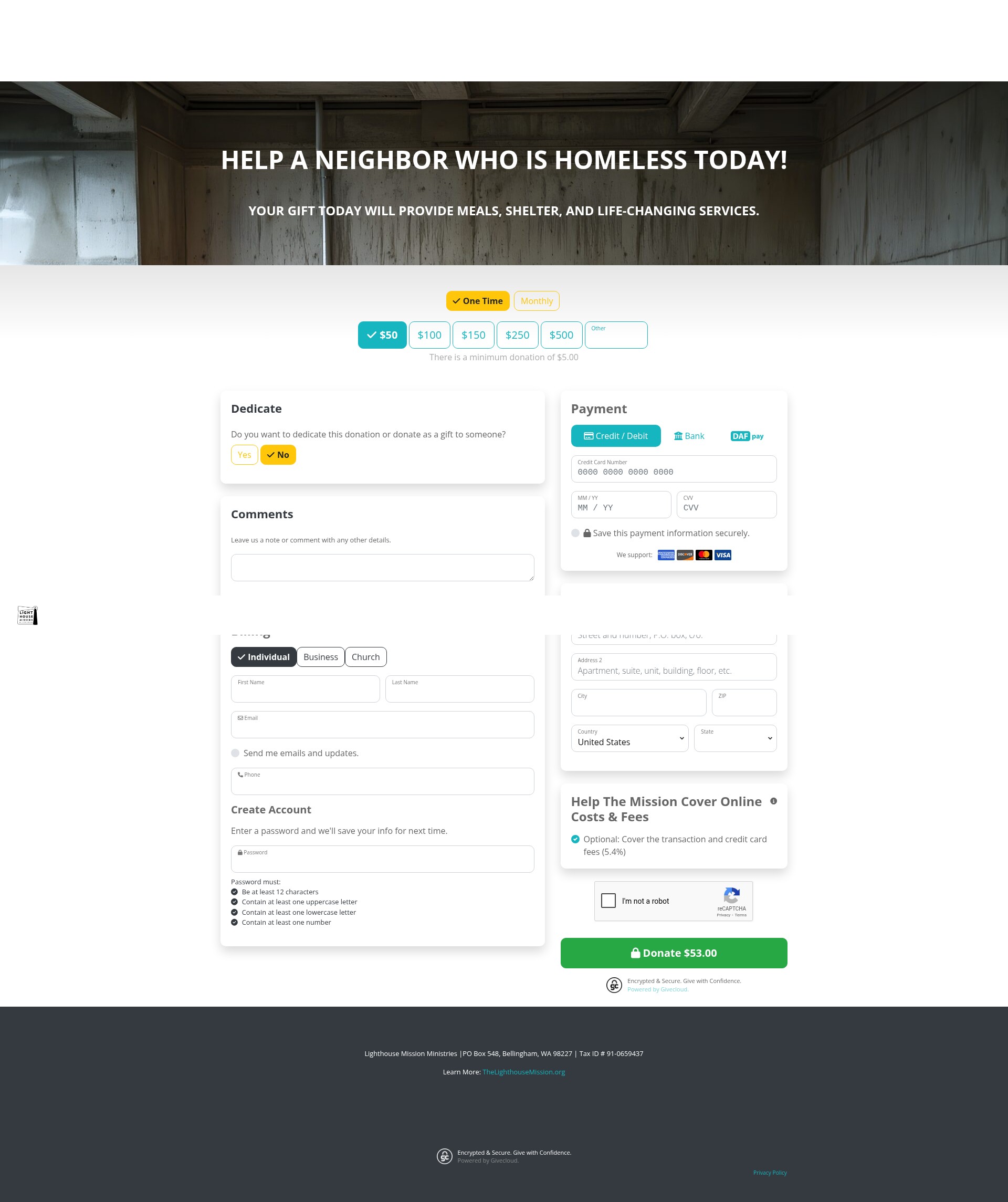 Screenshot of lighthousemission.givecloud.co