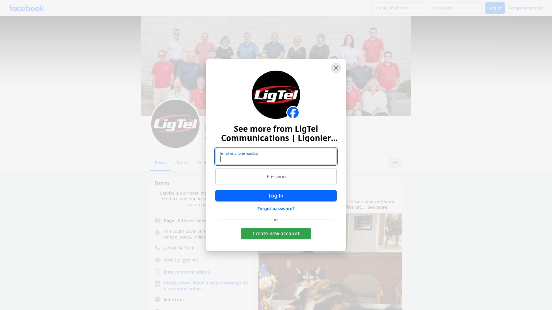 Screenshot of ligtel.com
