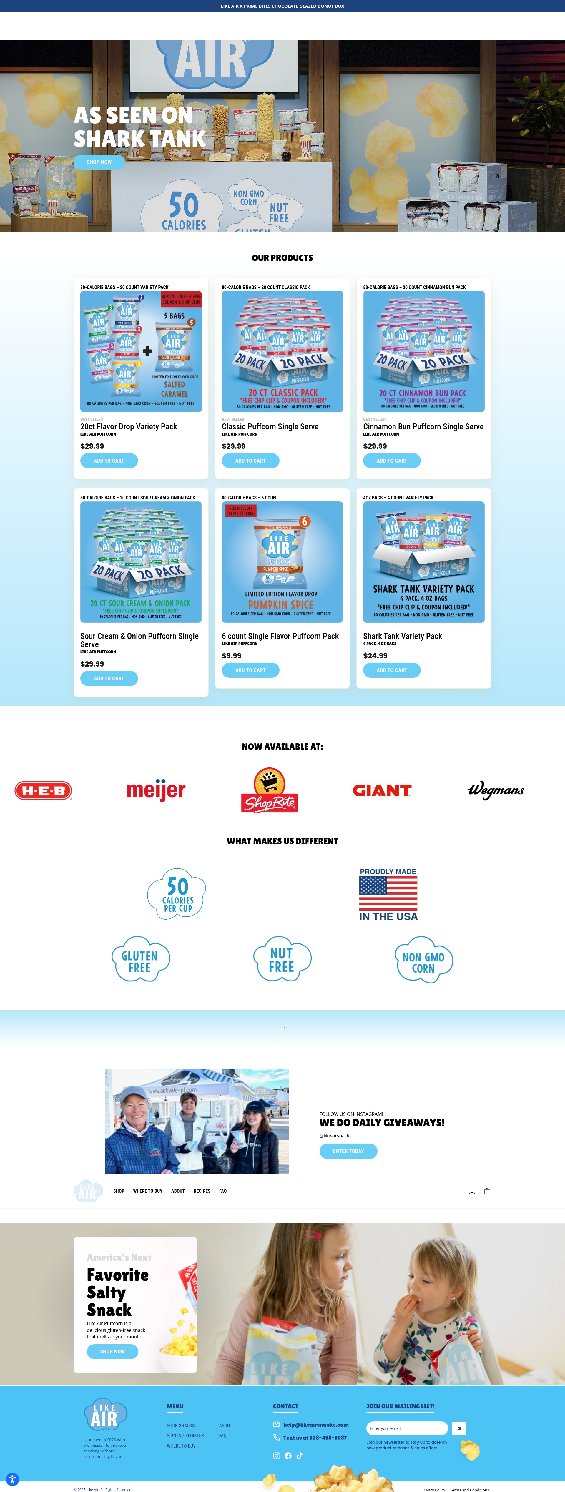 Screenshot of likeairsnacks.com