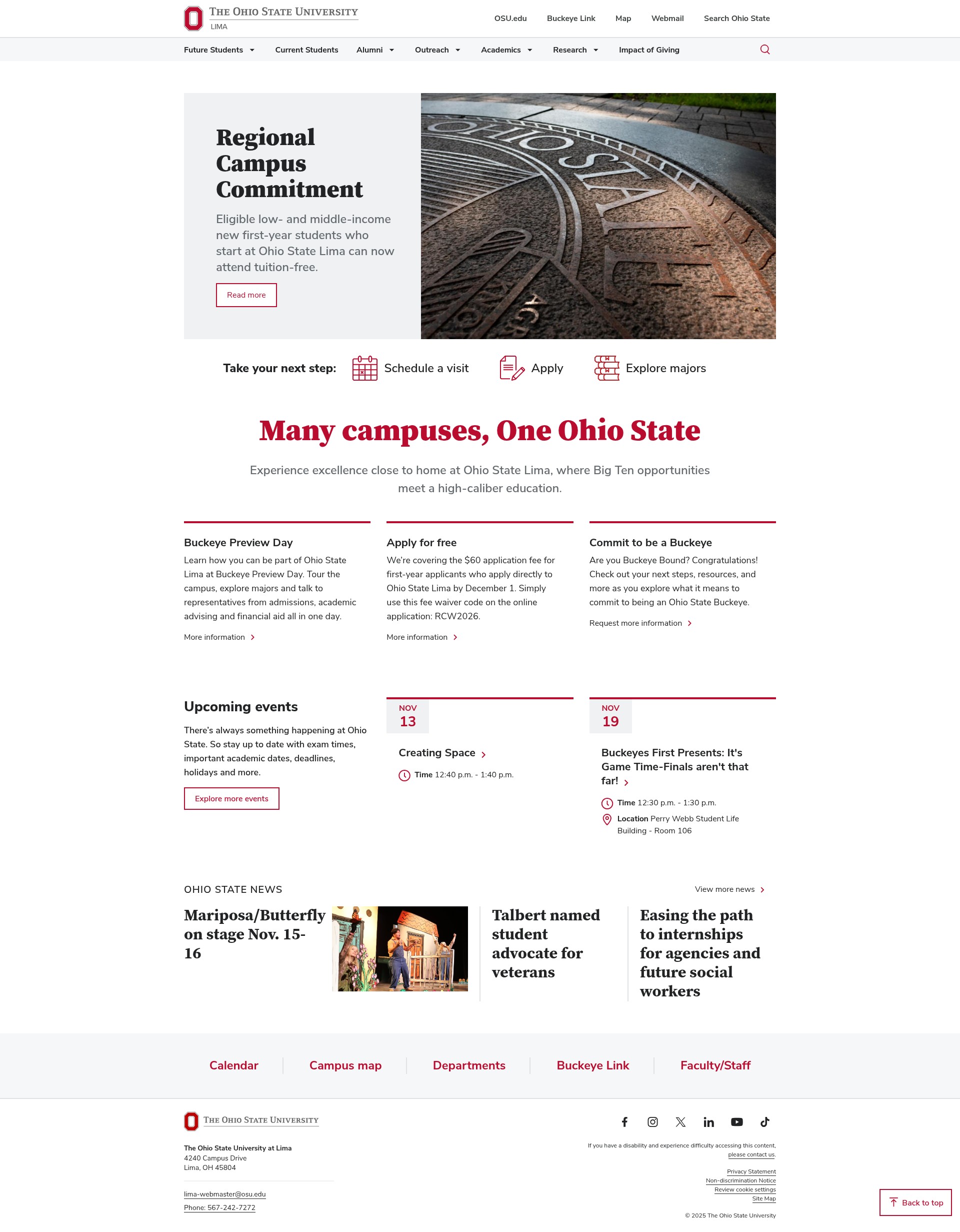 Screenshot of lima.osu.edu