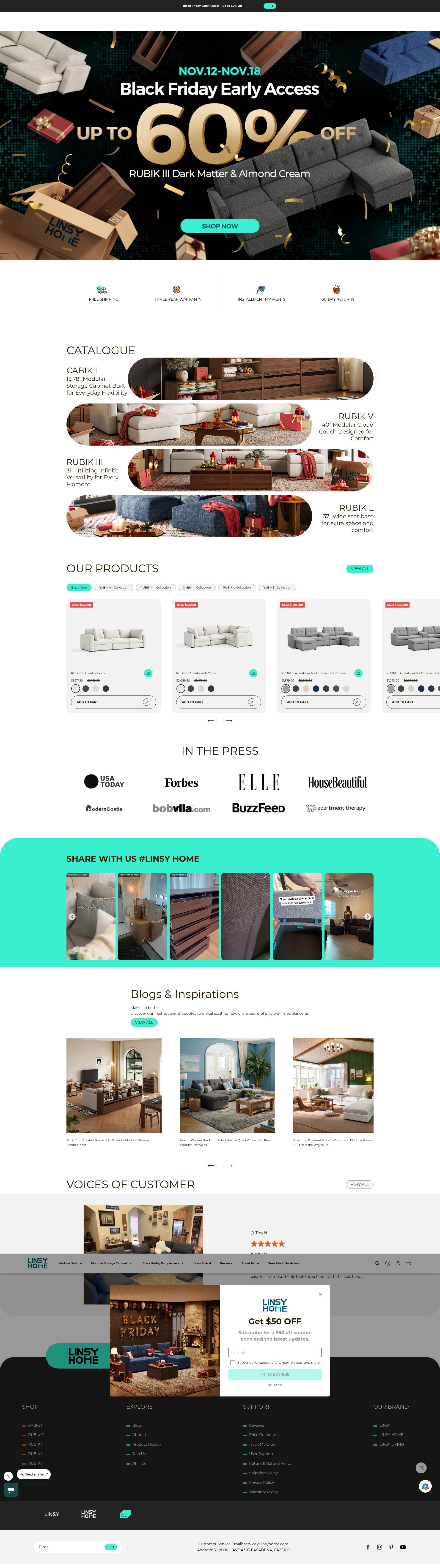 Screenshot of linsyhome.com