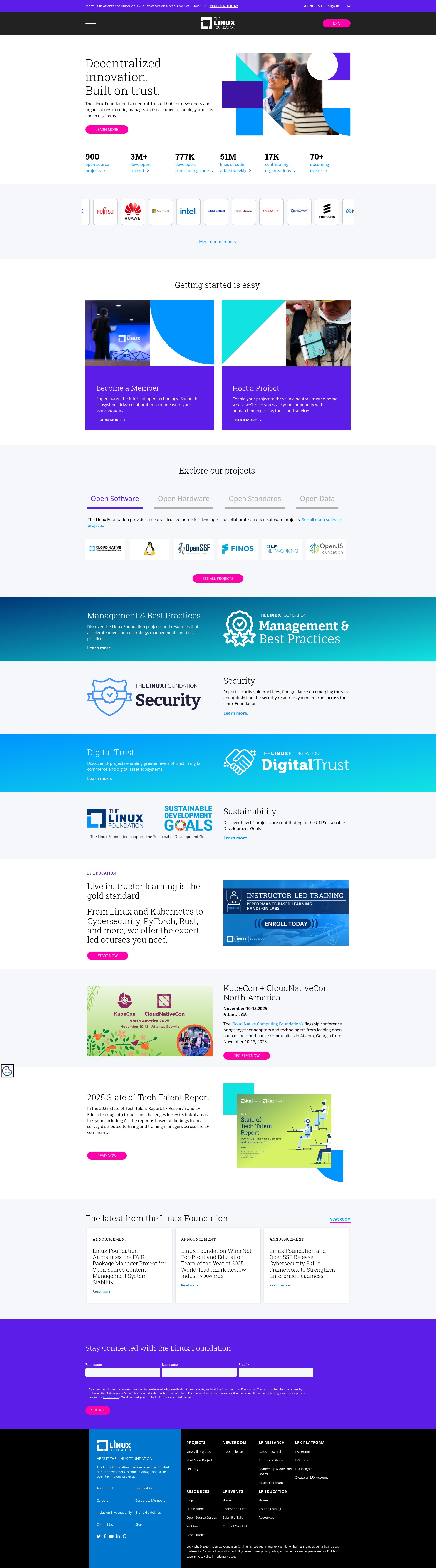 Screenshot of linux-foundation.org