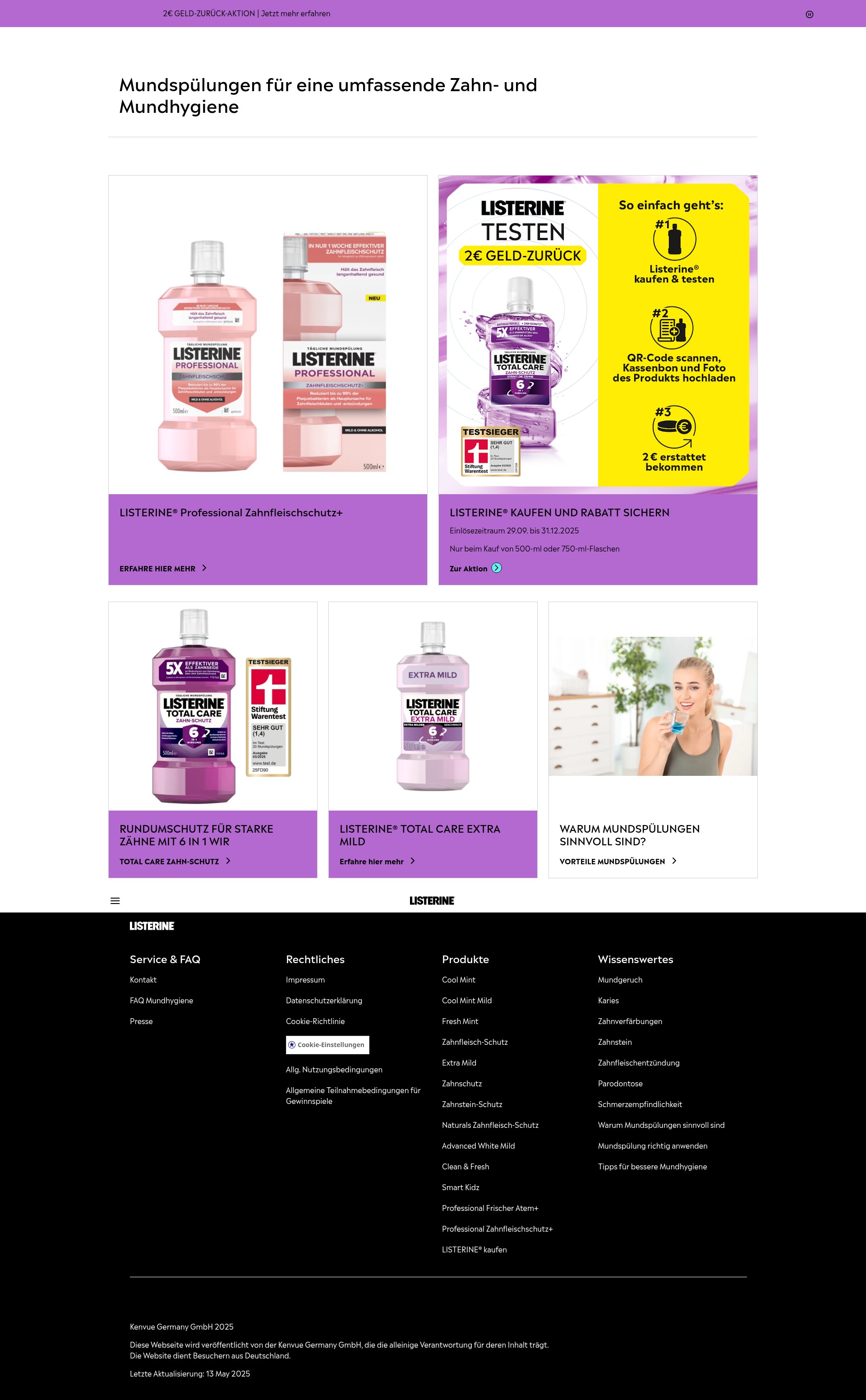 Screenshot of listerine.de