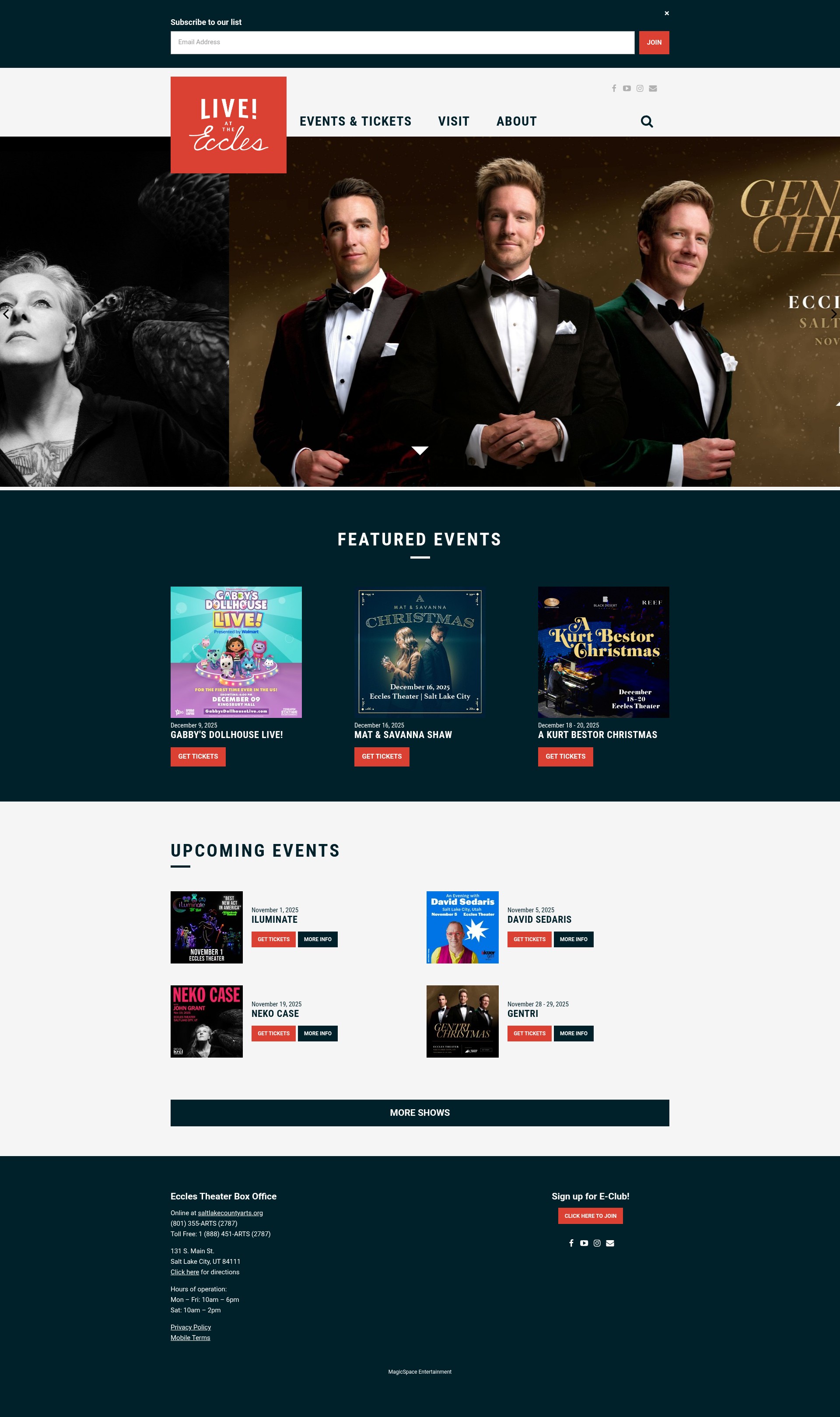 Screenshot of live-at-the-eccles.com
