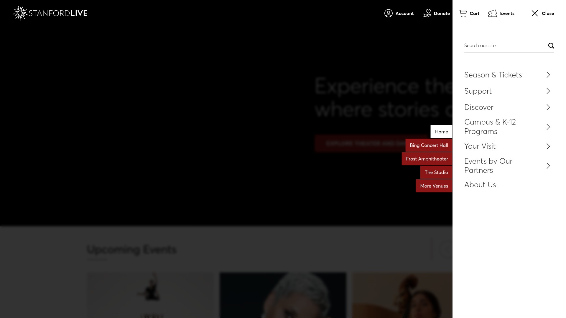 Screenshot of live.stanford.edu