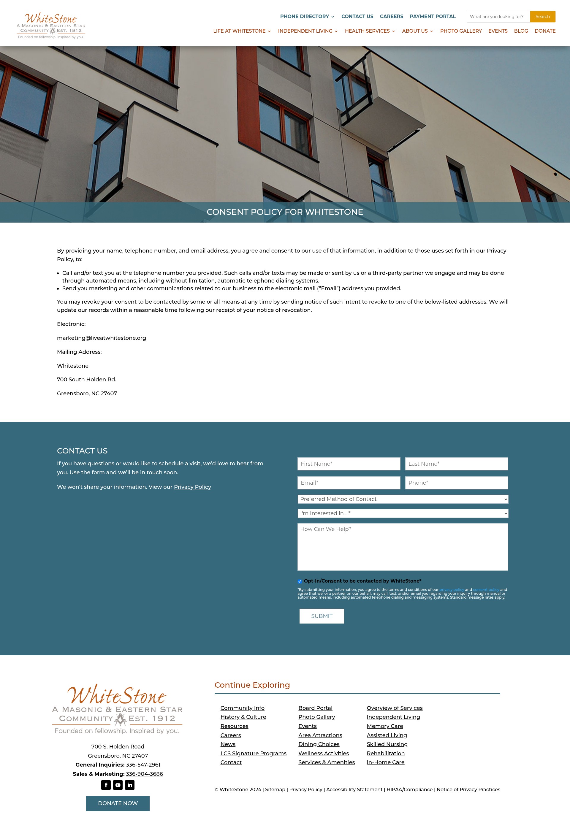 Screenshot of liveatwhitestone.org