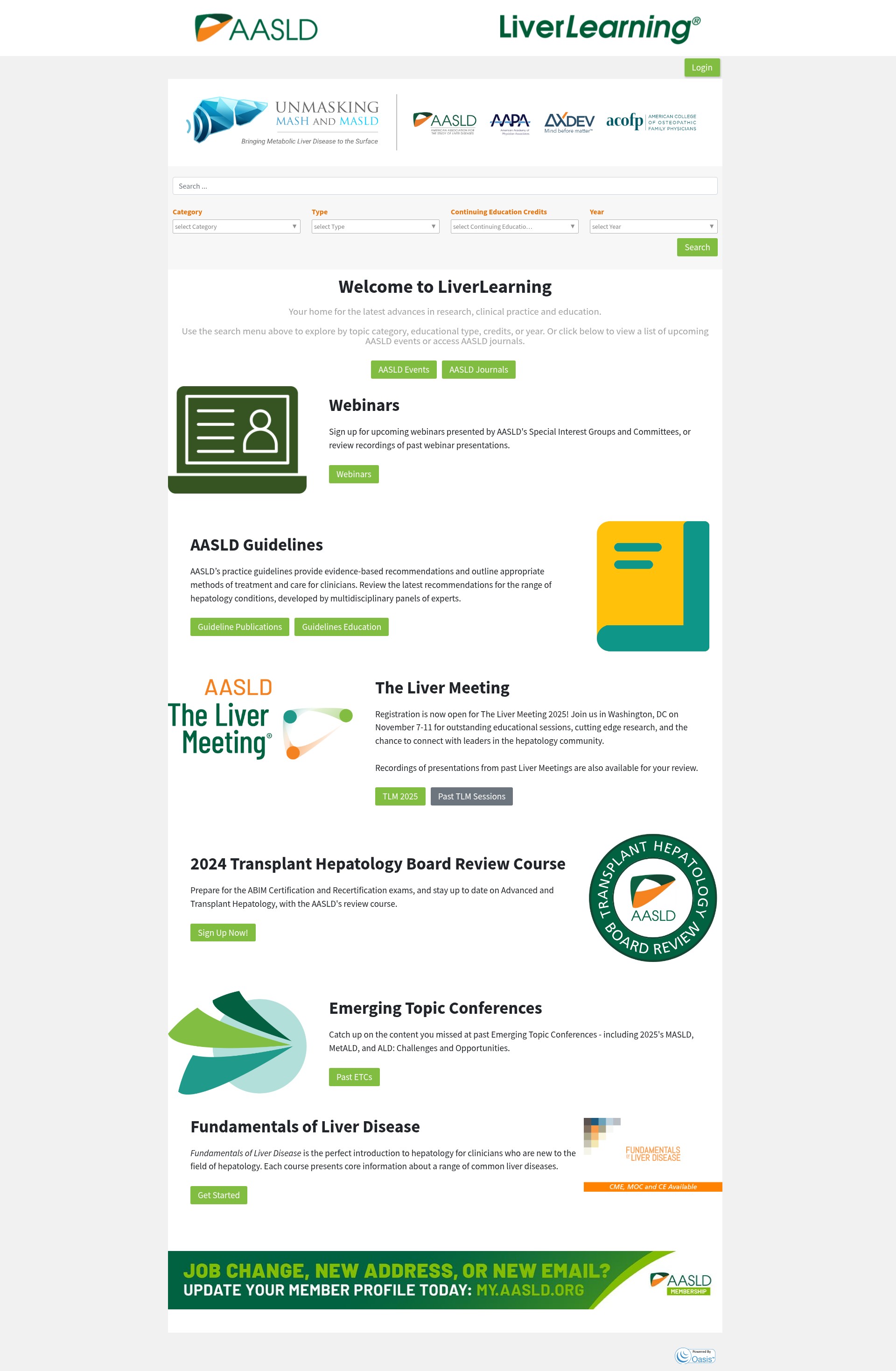 Screenshot of liverlearning.aasld.org