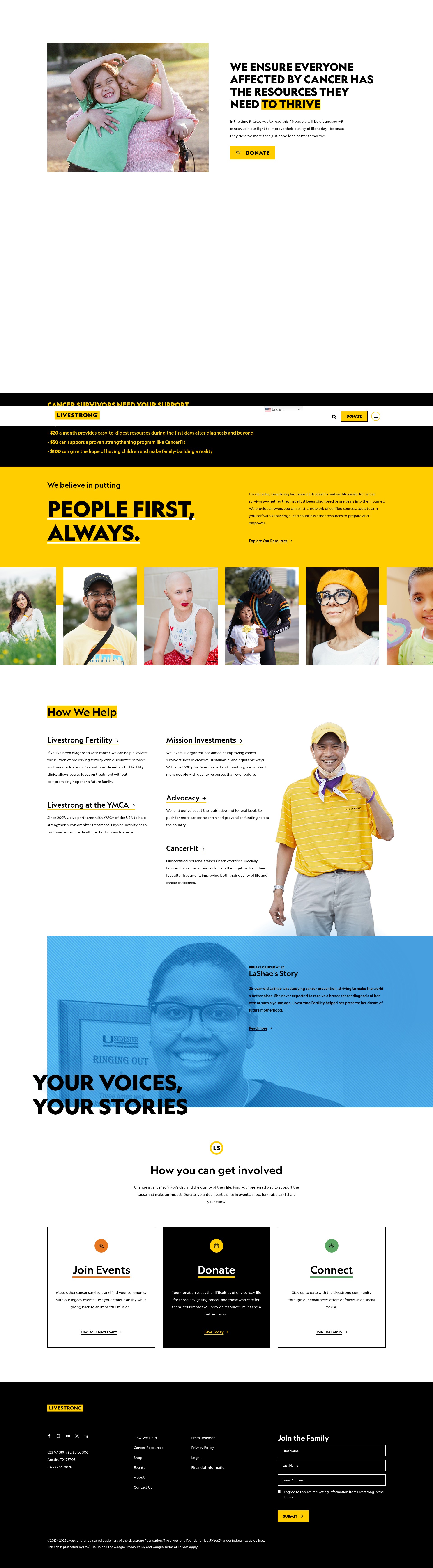Screenshot of livestrong.org