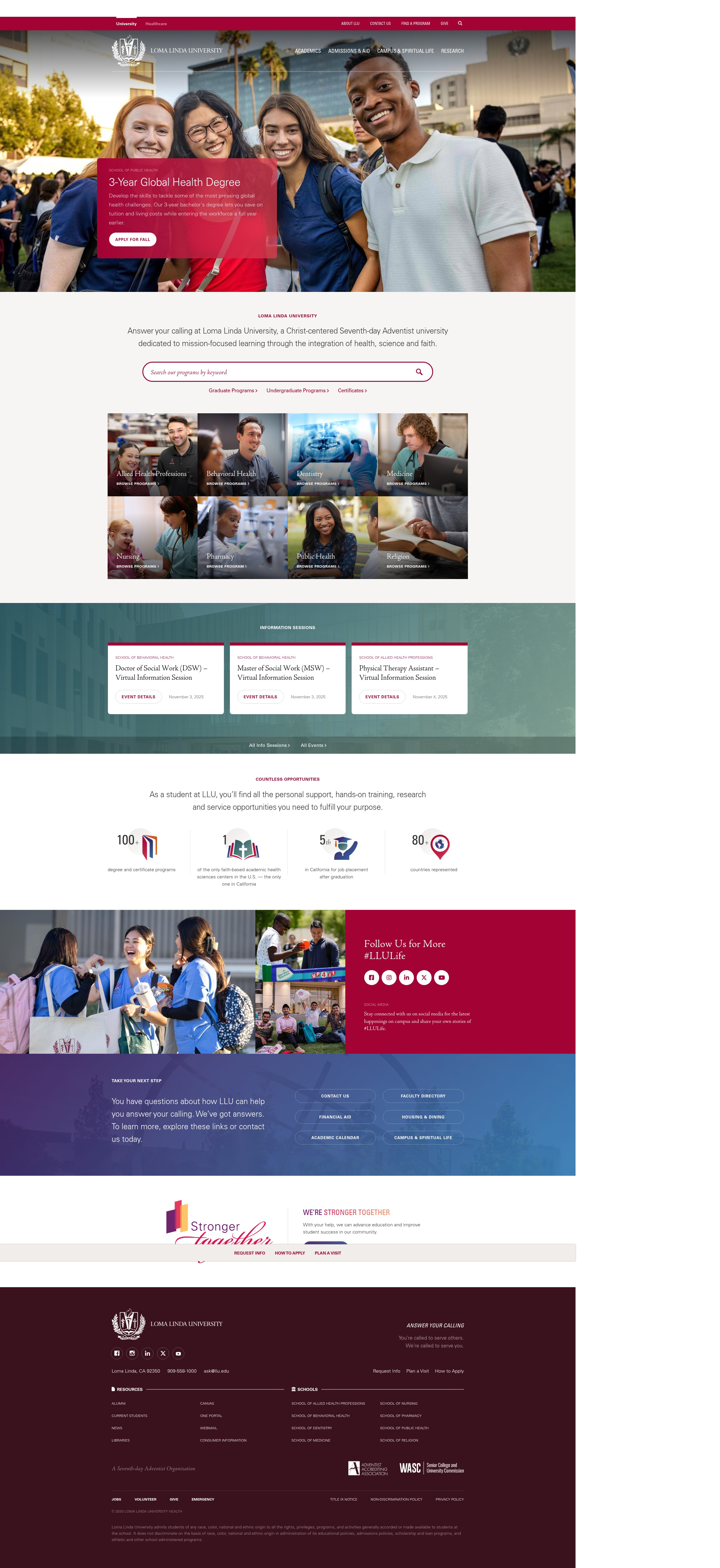 Screenshot of llu.edu