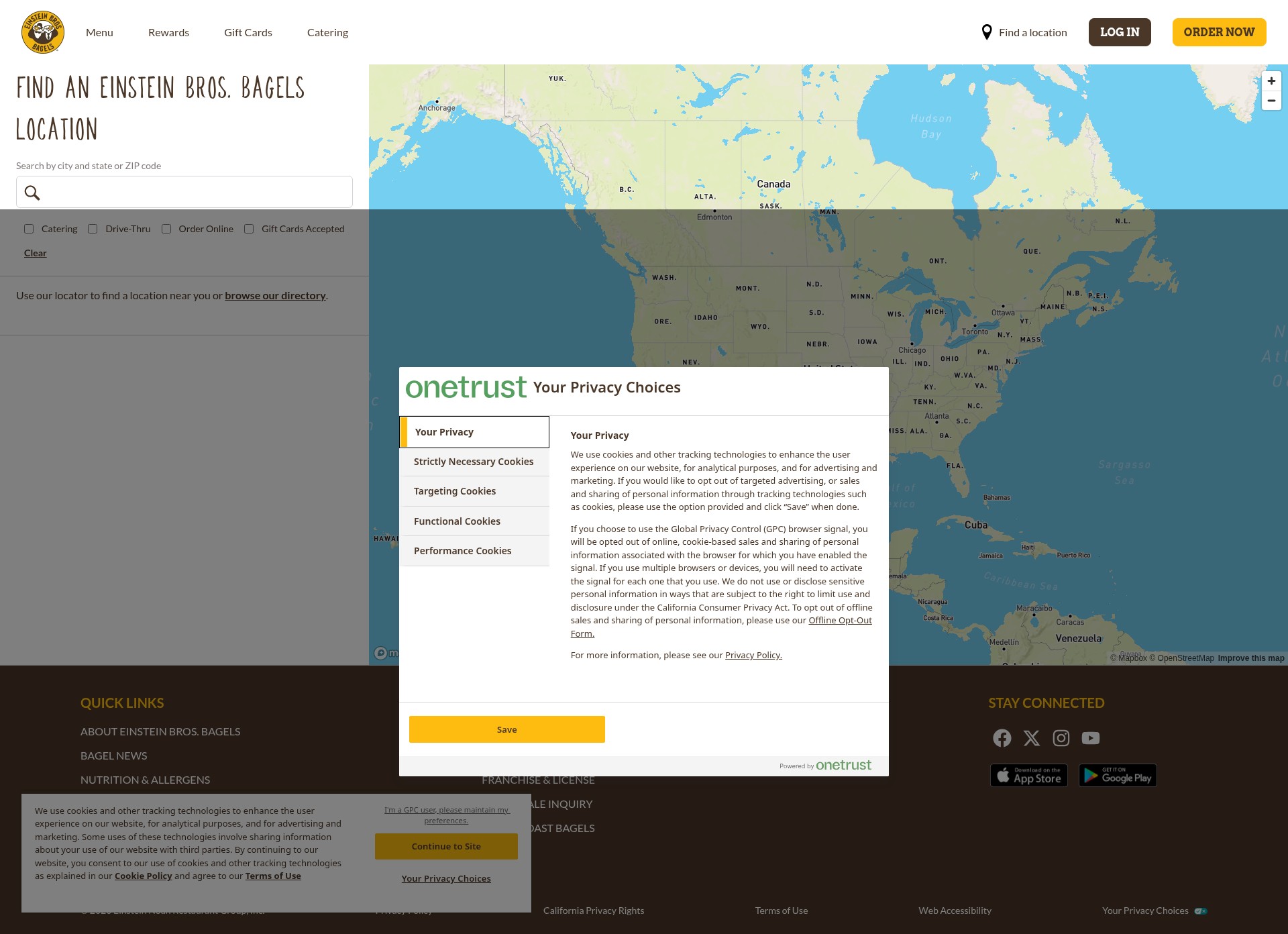 Screenshot of locations.einsteinbros.com